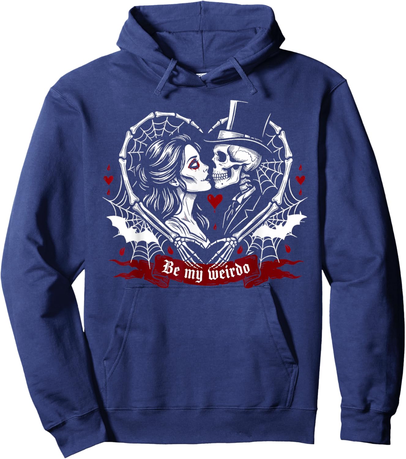Goth Valentines Day Gothic Skeleton Couple Dark Romance Hoodie - Hoodie | Navy