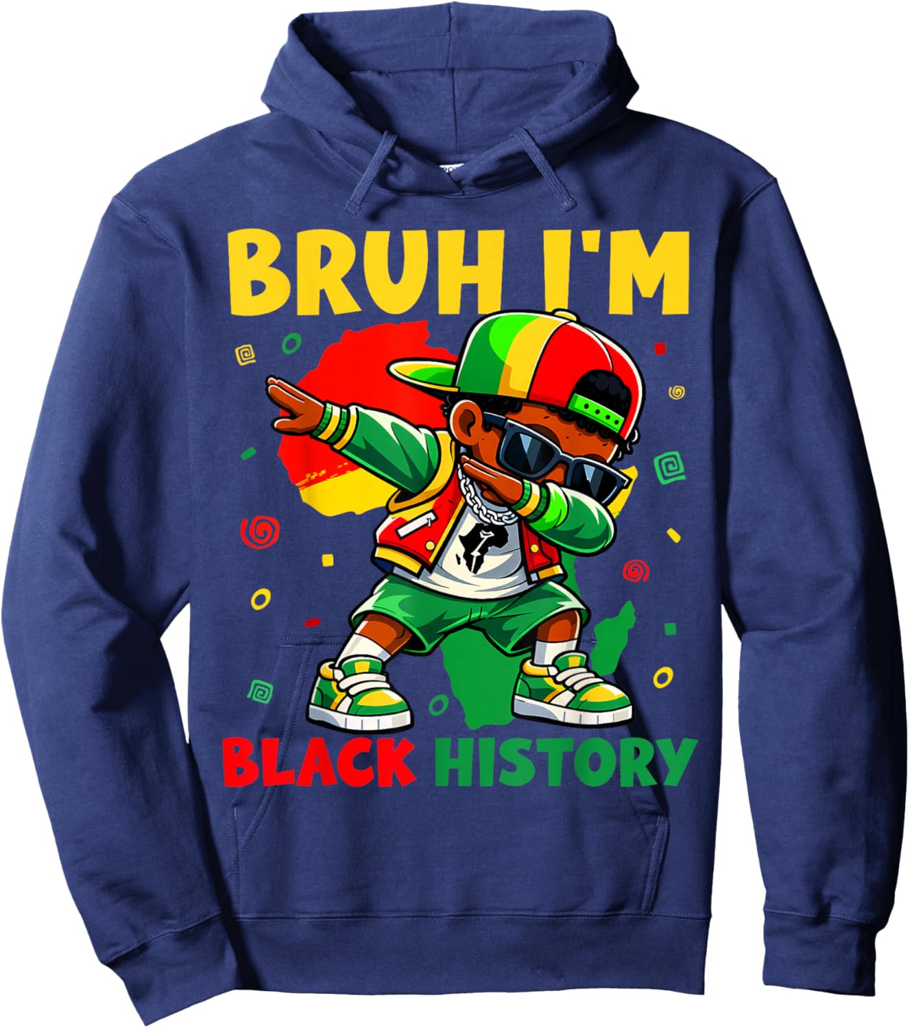 Bruh I Am Black History Kids Boys Men Black History Month Hoodie - Hoodie | Navy