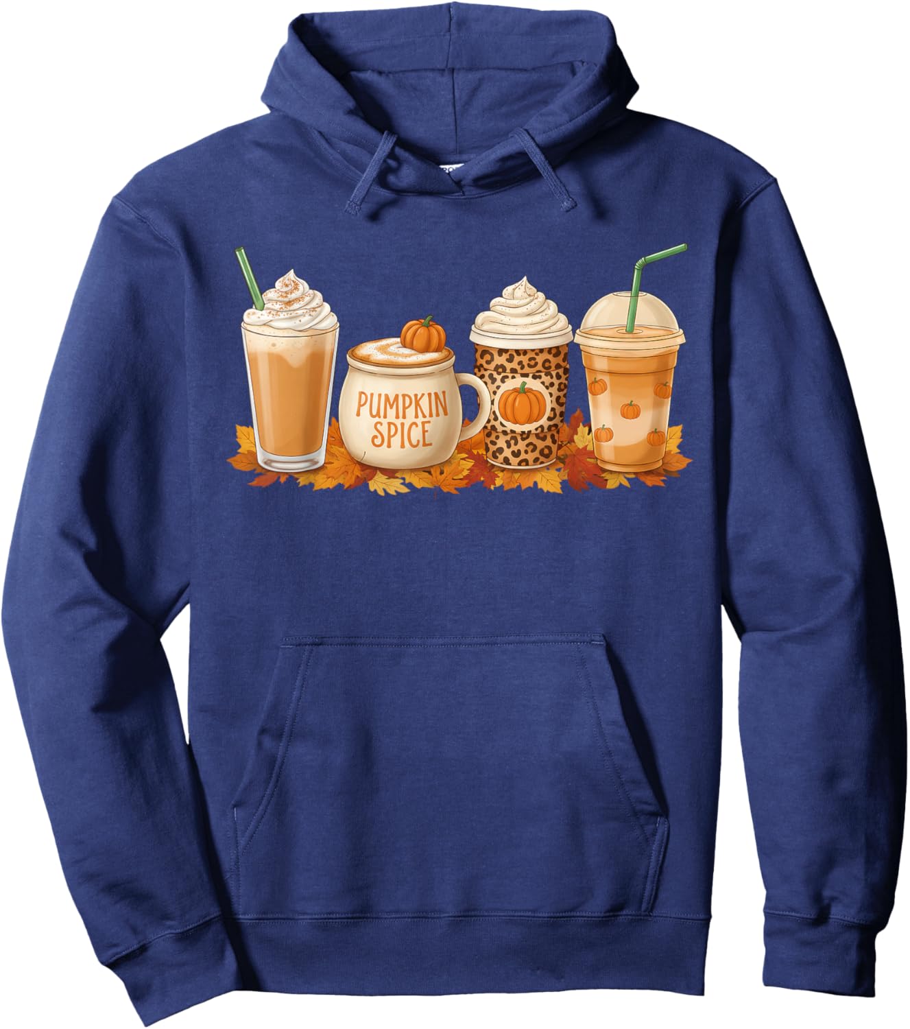 Pumpkin Latte Spice Coffee Fall Drink Halloween Autumn Vibes Hoodie - Hoodie | Navy