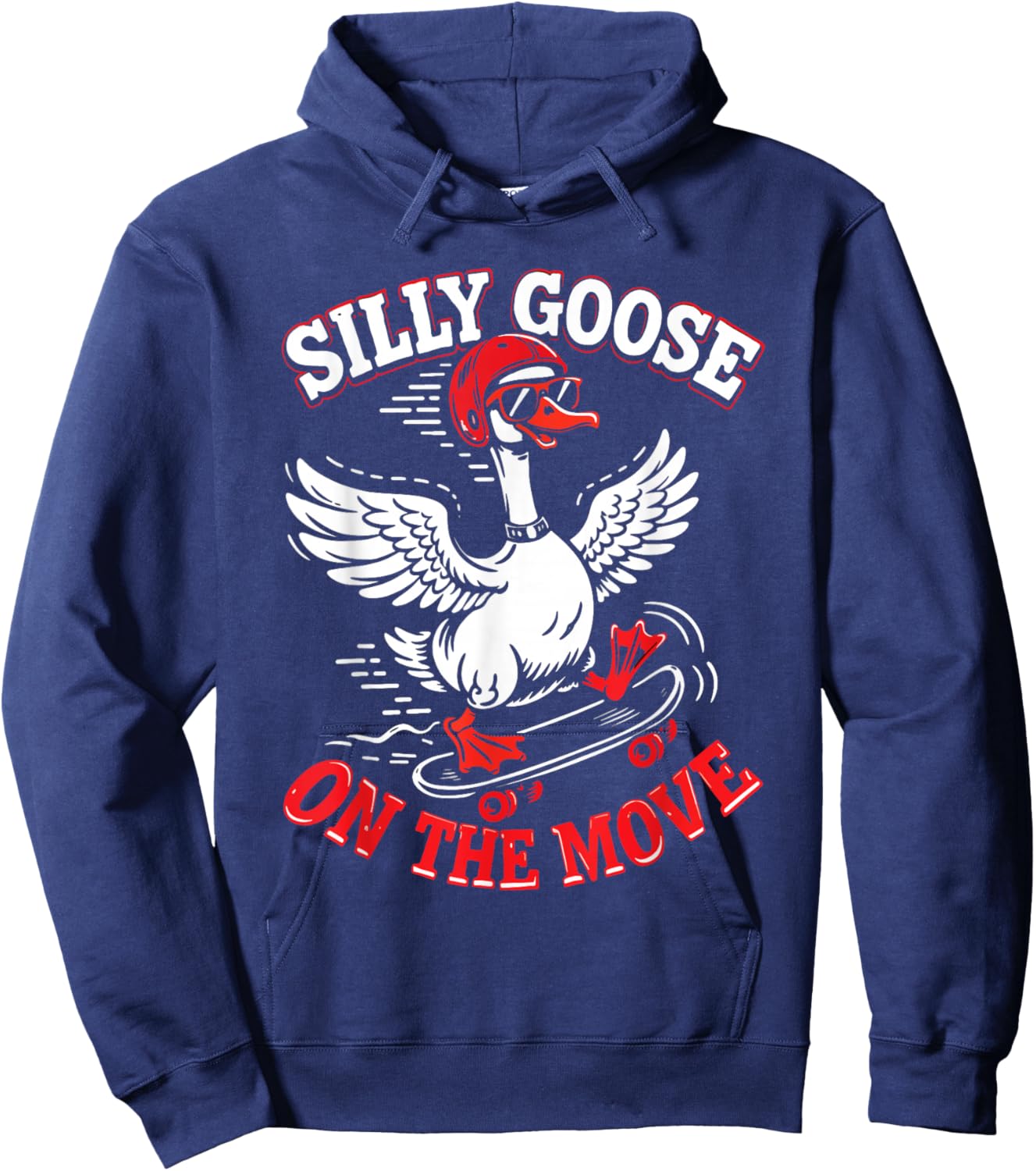 Silly Goose On The Move Funny Goose Skateboard Skating Hoodie - Hoodie | Navy