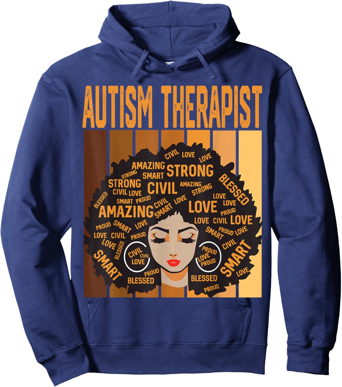 Autism Therapist Powerful Black History Month Black Pride Hoodie - Hoodie | Navy