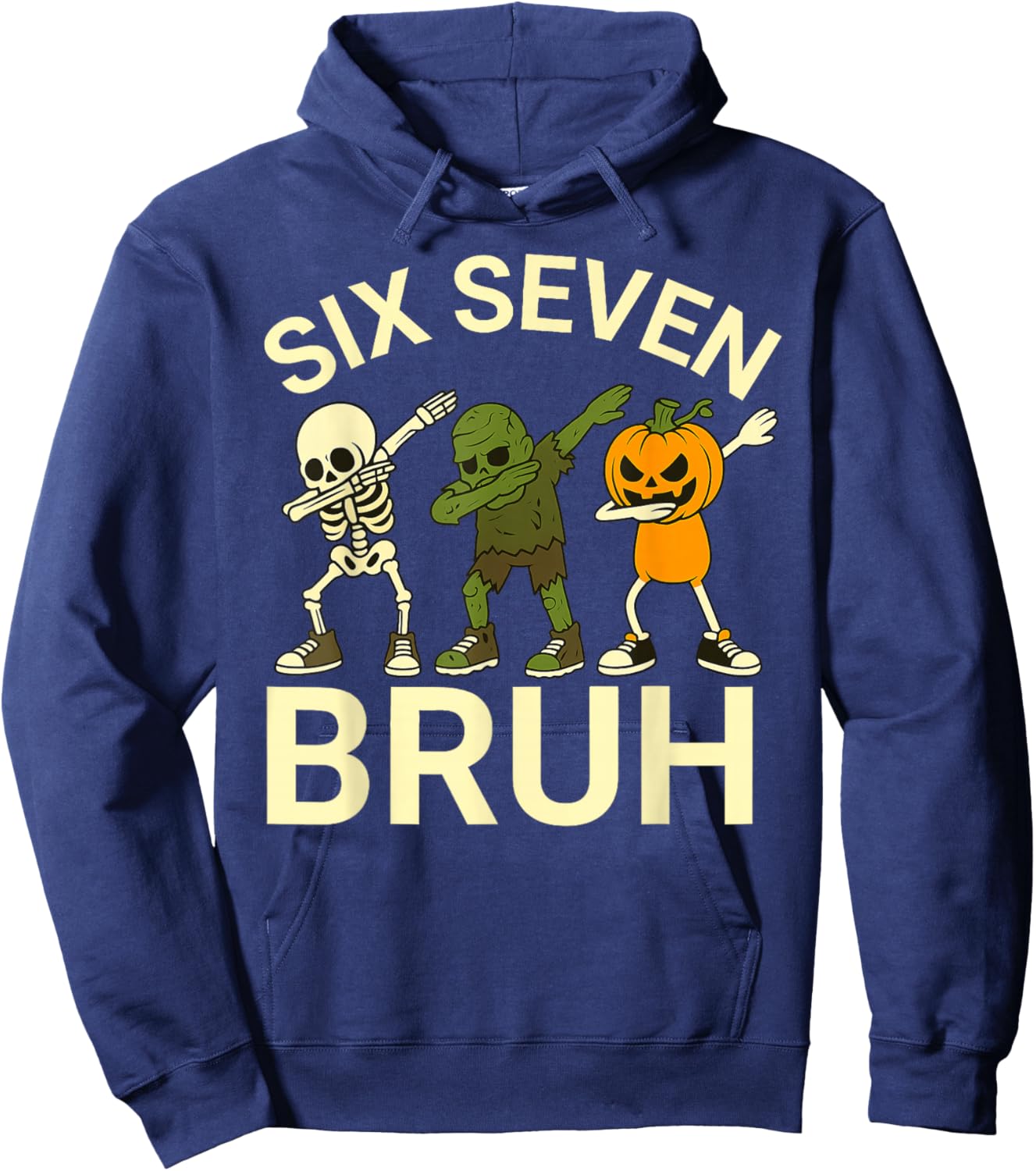 67 Halloween Funny Six Seven Meme Brainrot Pumpkin Kids Bruh Hoodie - Hoodie | Navy