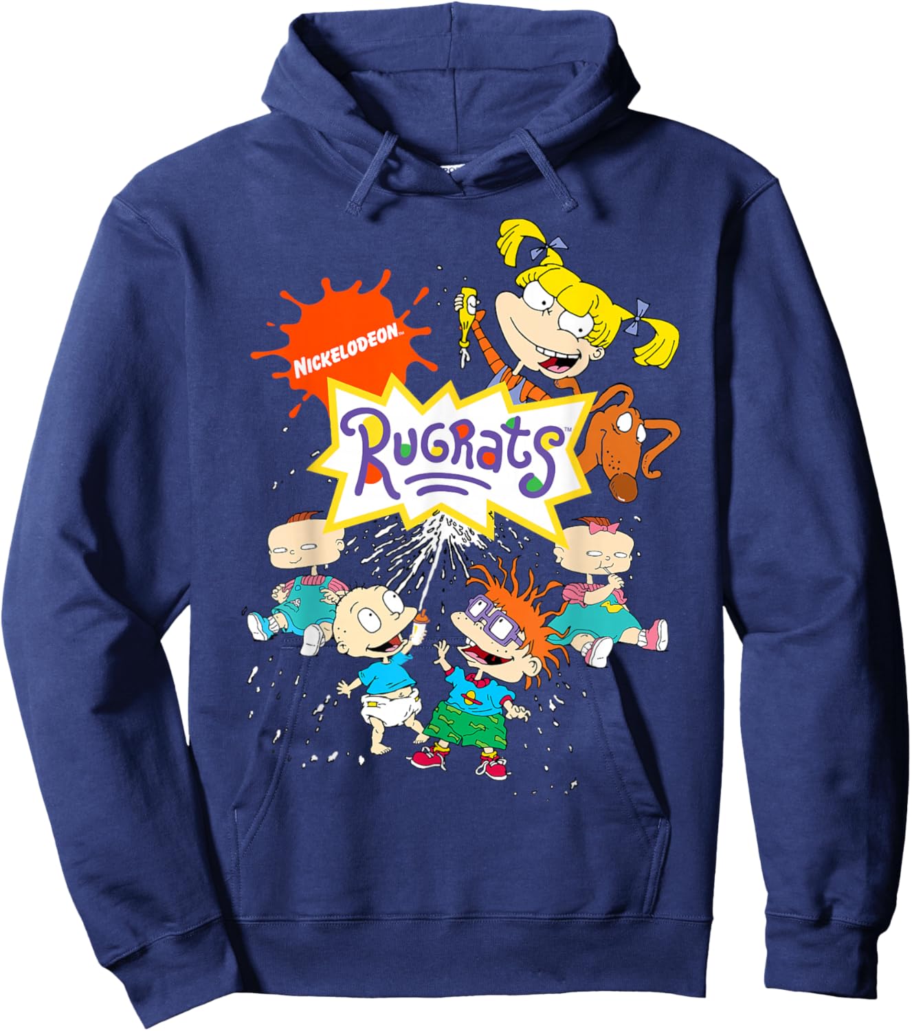 Rugrats Logo with Nick Logo and Rugrats Characters Hoodie - Hoodie | Navy