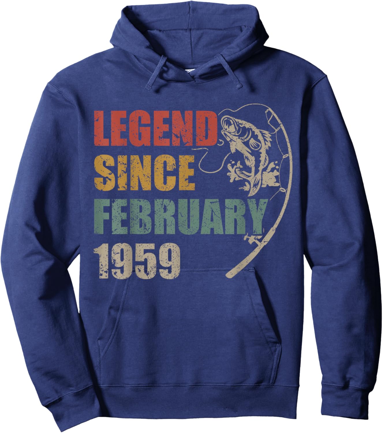 Legend Since February 1959 Fishing 67th Birthday Fisherman Hoodie - Hoodie | Navy
