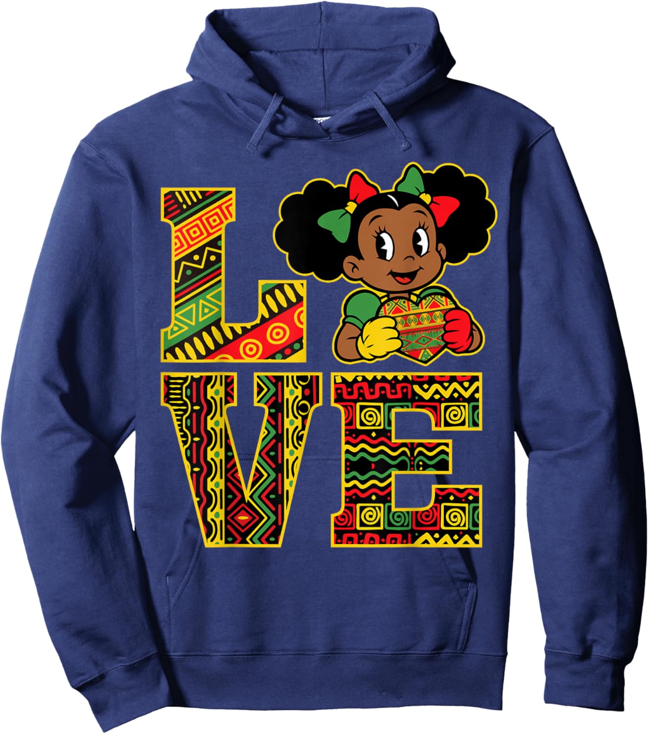 Black History Month Love African Girl Afro Pride Juneteenth Hoodie - Hoodie | Navy