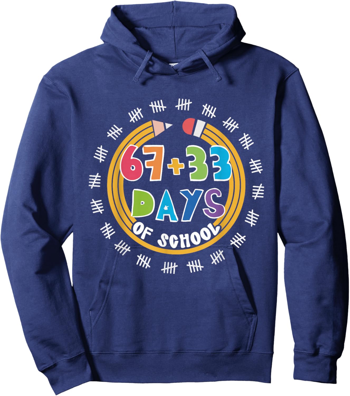 67 33 Days of School Six Seven Meme 100th Day of School Hoodie - Hoodie | Navy