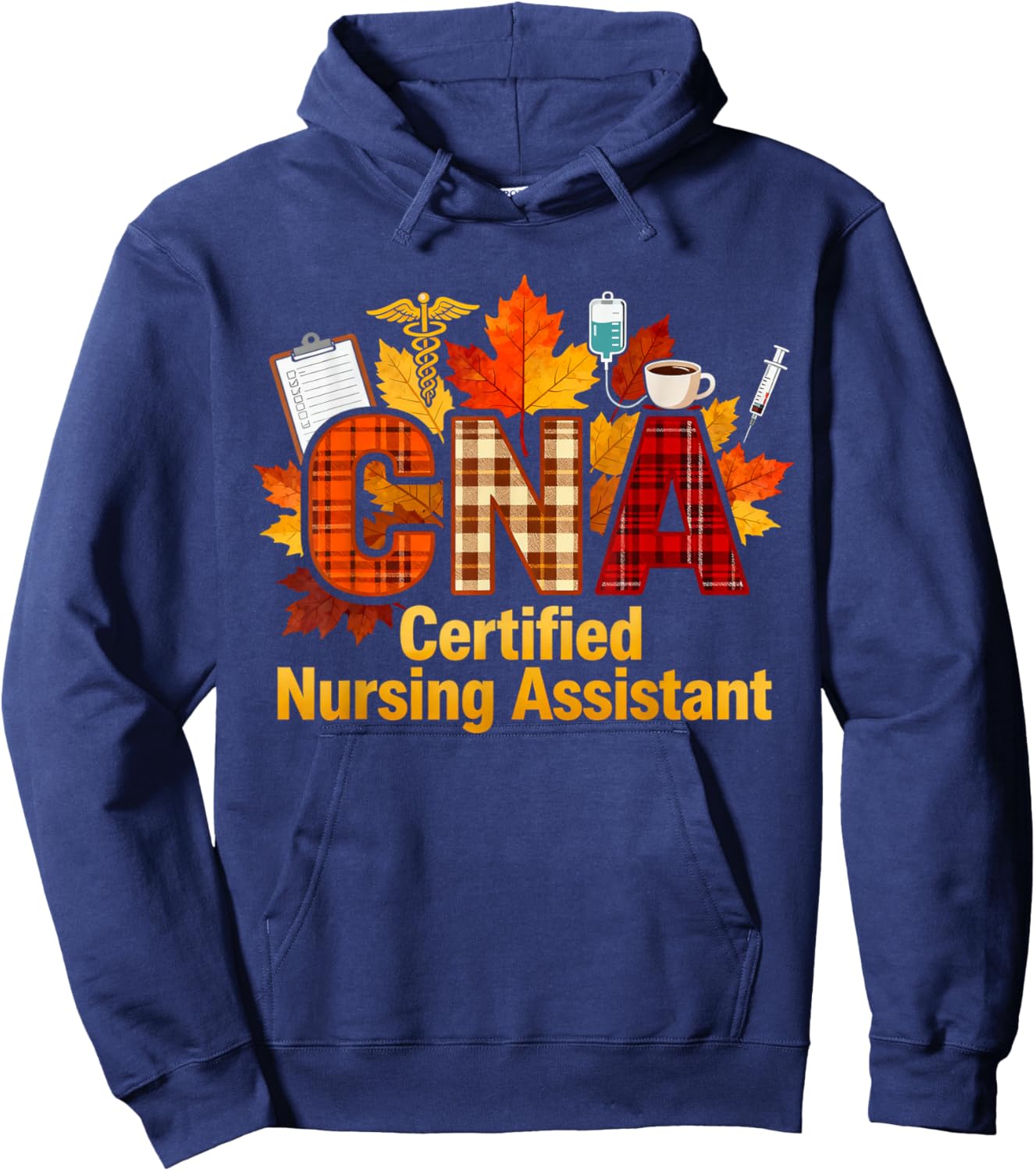 CNA Certified Nursing Assistant Fall Thanksgiving Nurse Hoodie - Hoodie | Navy