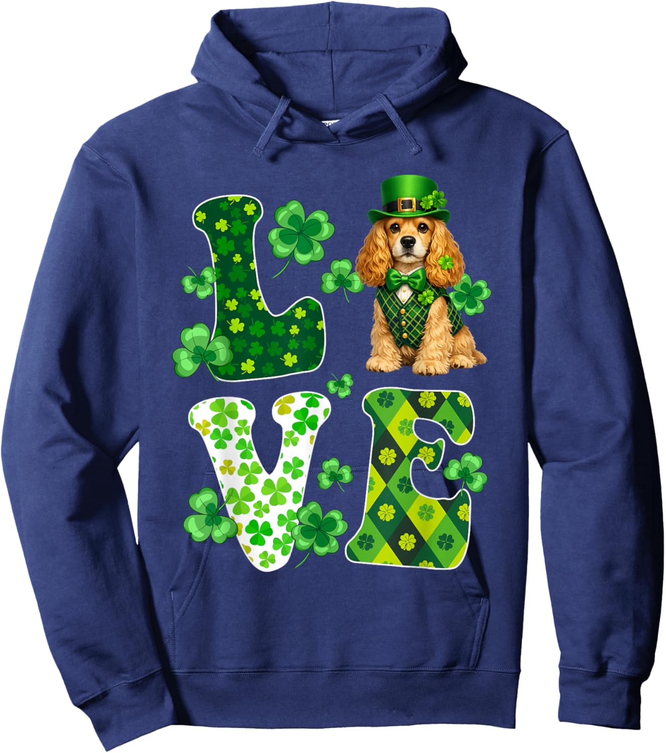 Love Cocker Spaniel Dog St Patricks Day Dog Lover Hoodie - Hoodie | Navy