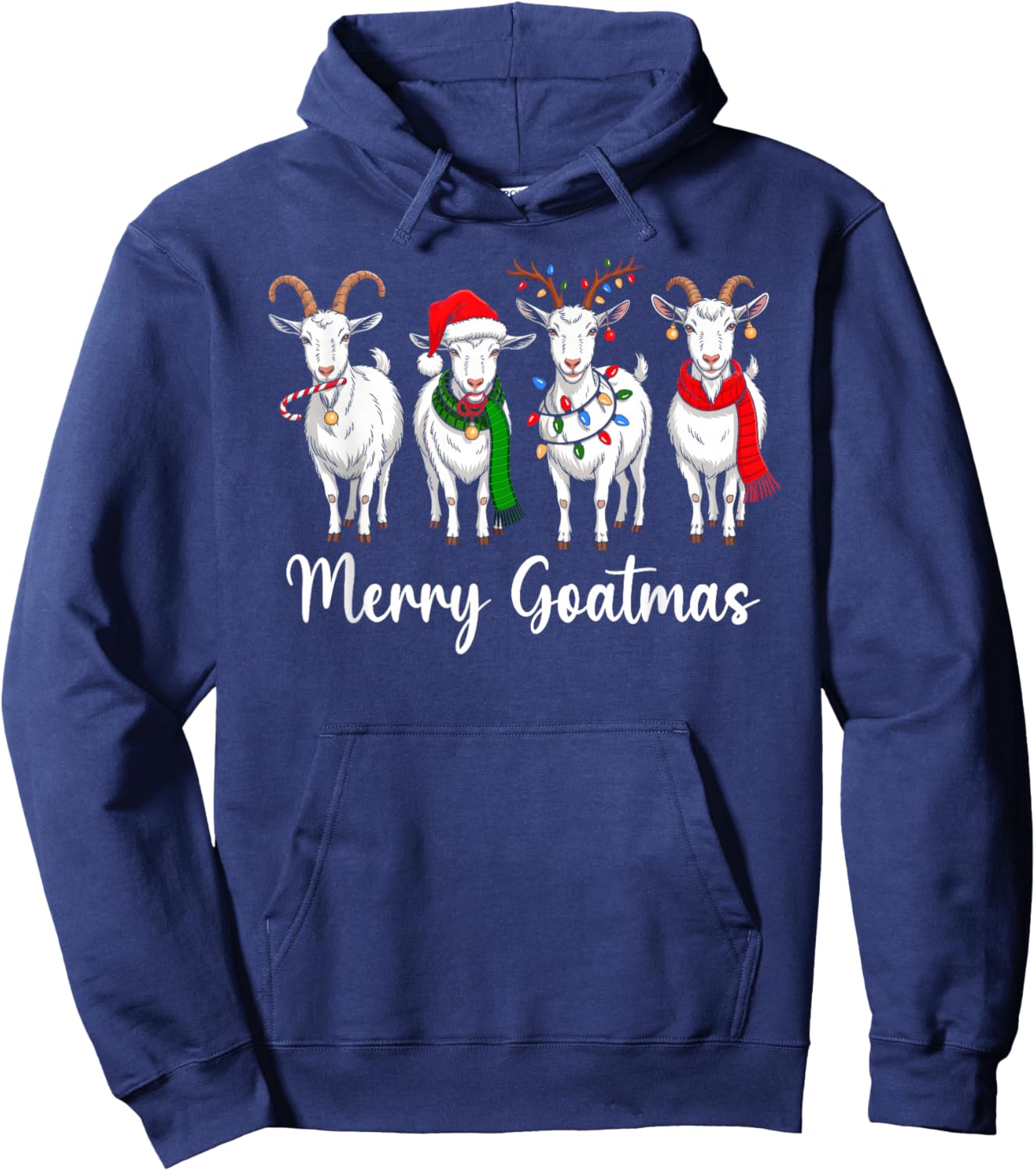 Merry Goatmas Santa Xmas Farm Animal Farmer Goat Christmas Hoodie - Hoodie | Navy