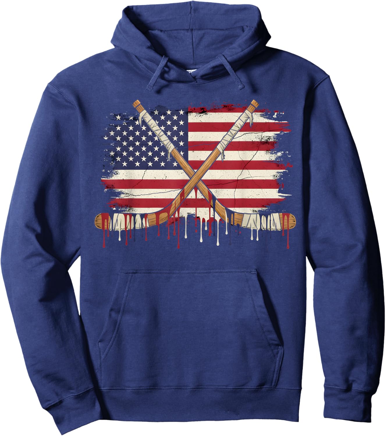 Ice Hockey Ice Cream Drip Boys American Flag Youth Players Hoodie - Hoodie | Navy