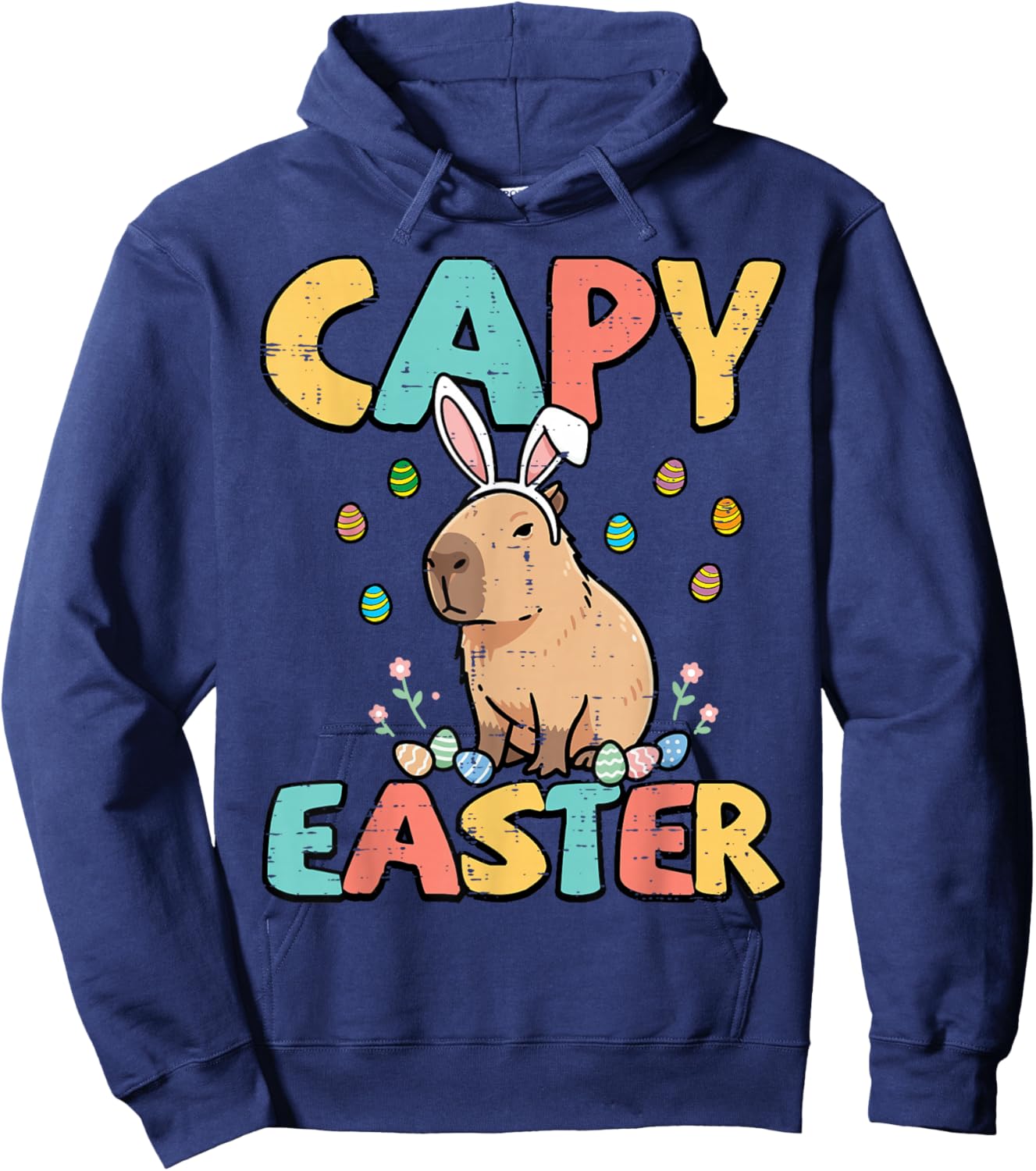 Capy Easter Capybara Bunny Ears Cute Rodent Women Girls Kids Hoodie - Hoodie | Navy