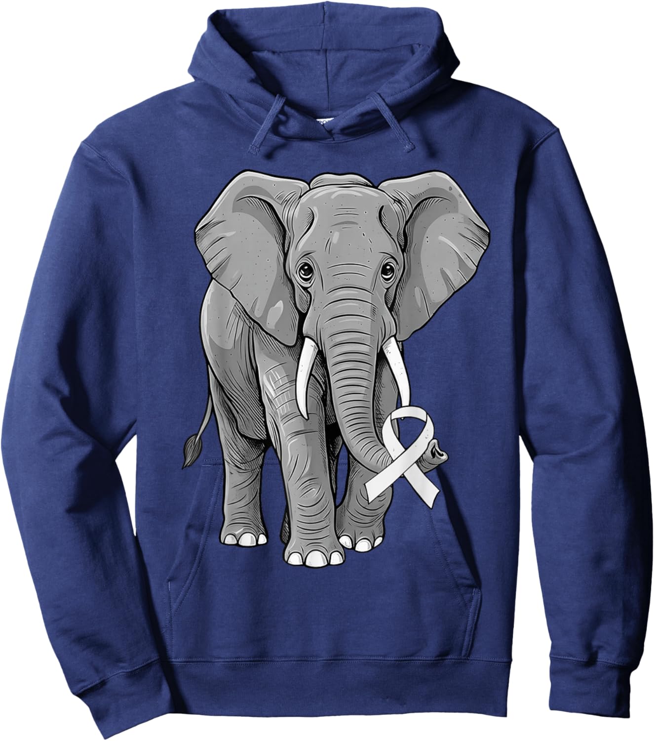Lung Cancer Awareness Elephant White Ribbon Support Hoodie - Hoodie | Navy