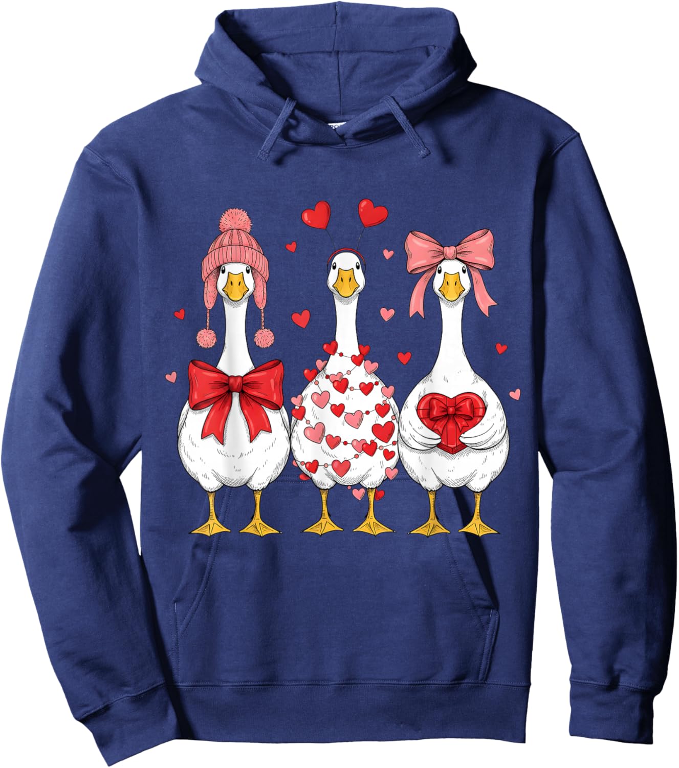 Funny Valentine Silly Goose Valentine's Day Women Girls Hoodie - Hoodie | Navy