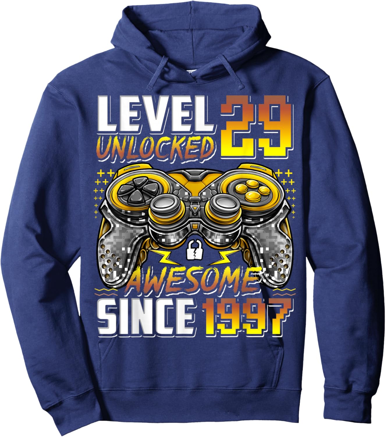 Level 29 Unlocked Awesome Since 1997 29th Birthday Gaming Hoodie - Hoodie | Navy