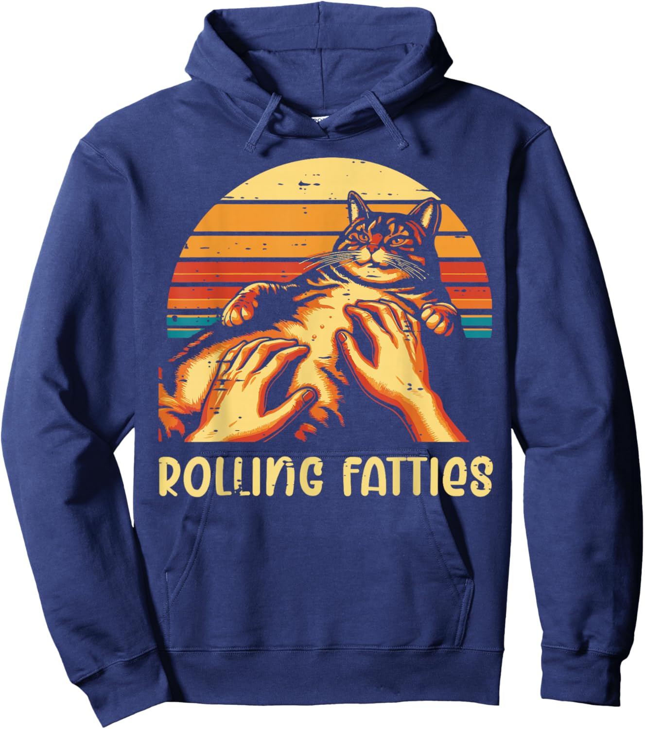Fat Cat Rolling Fatties Funny Kitten Kitty Men Women Kids Hoodie - Hoodie | Navy