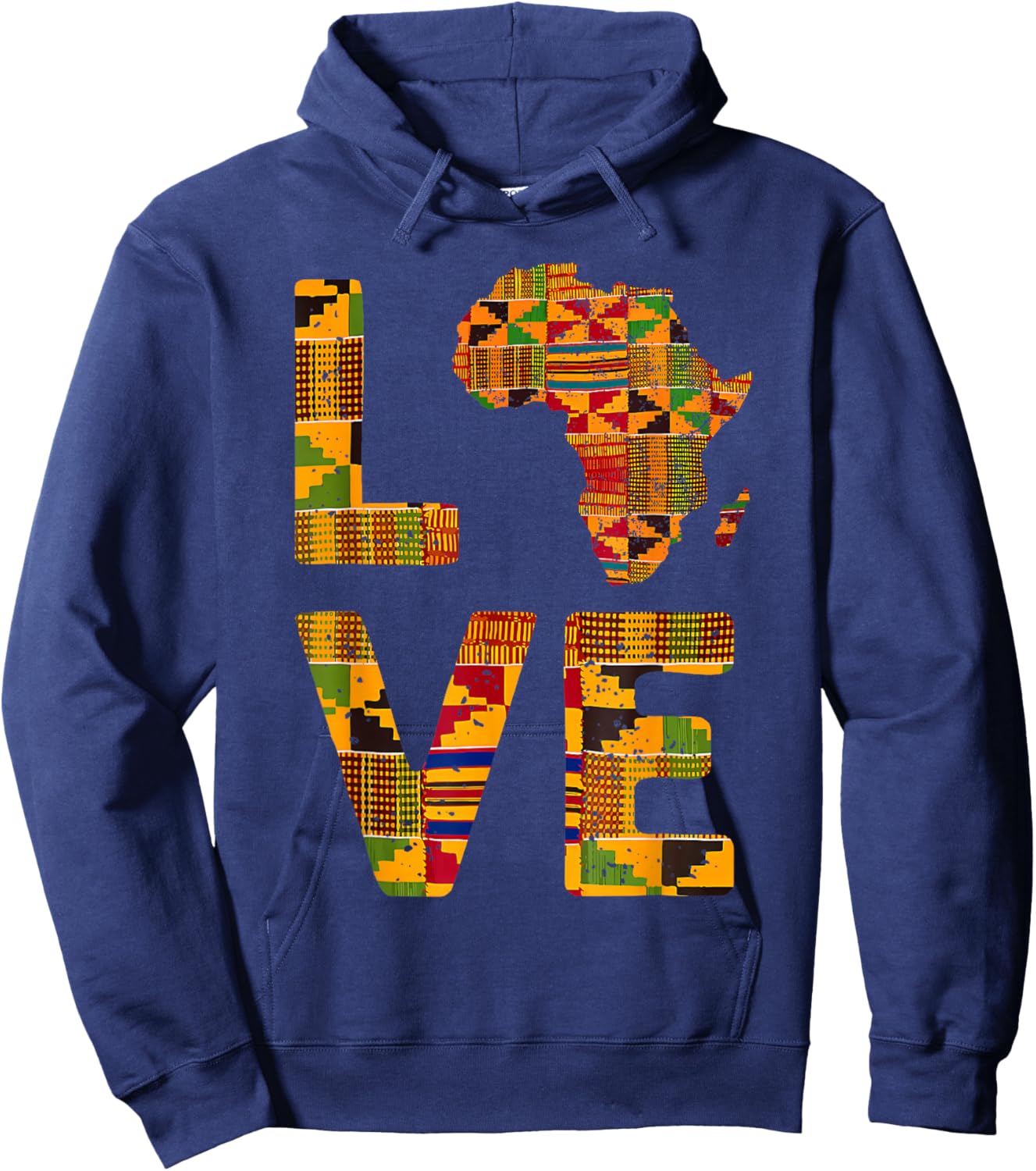 Africa Cool African Roots Map Traditional Kente Cloth Hoodie - Hoodie | Navy