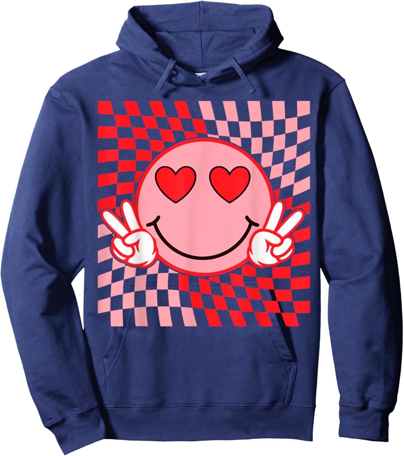 Cute Valentines Vibes Smile Face Hoodie - Hoodie | Navy