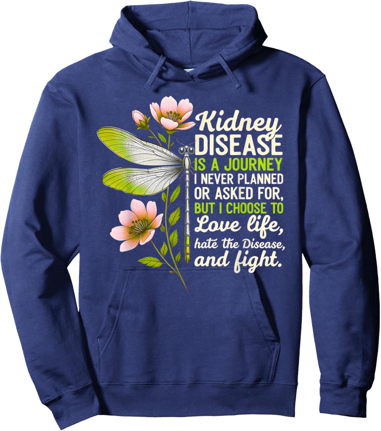 Kidney Disease Awareness Butterfly Ribbon Kidney Warrior Hoodie - Hoodie | Navy