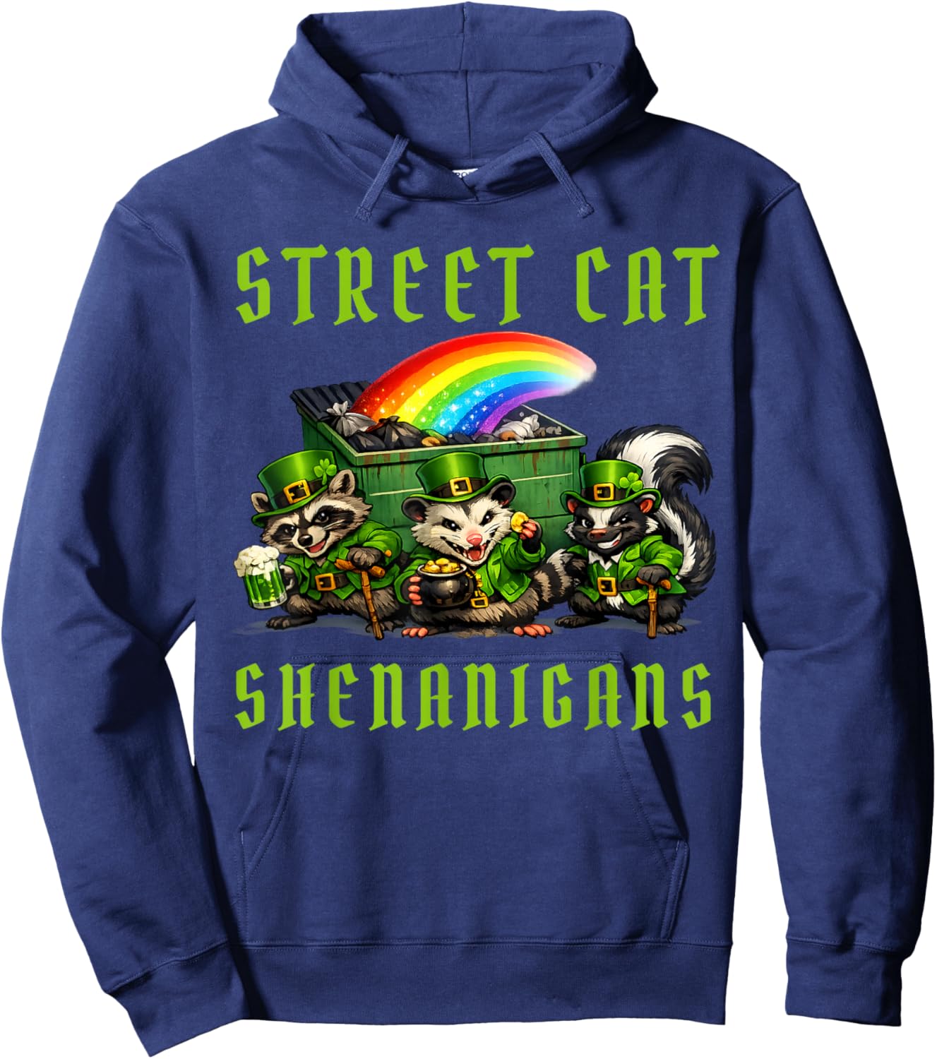 Street Cat Shenanigans Funny St Patricks Street Cats Irish Hoodie - Hoodie | Navy