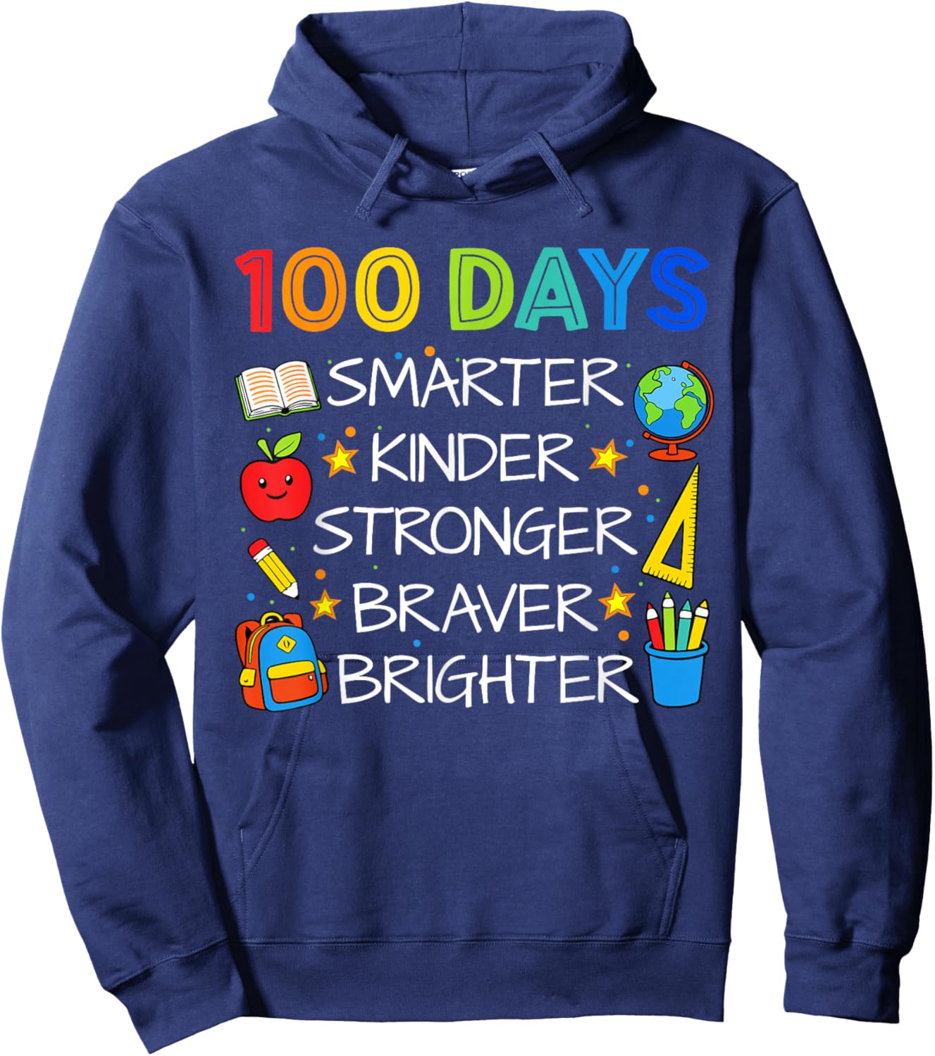 Happy 100 Days of School Boys Girls Kids 100th Day of School Hoodie - Hoodie | Navy