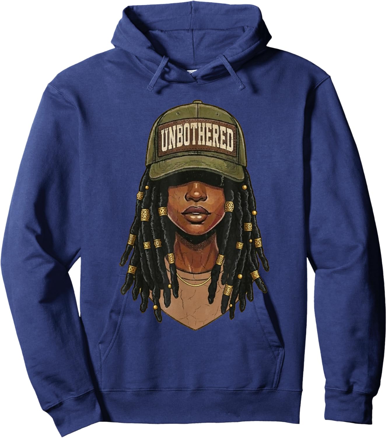 Retro Unbothered Black Women Camo, Black History Month Women Hoodie - Hoodie | Navy