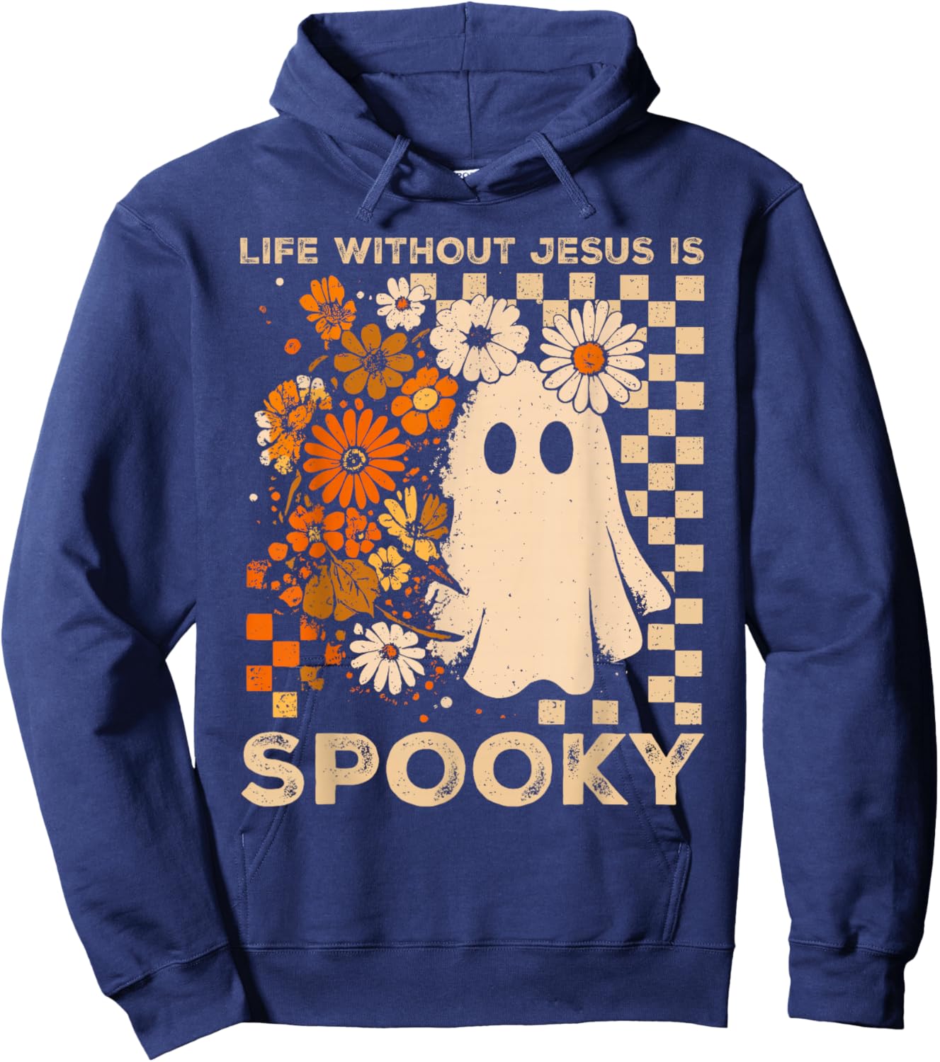 Life Without Jesus is Spooky Floral Christian Halloween Hoodie - Hoodie | Navy