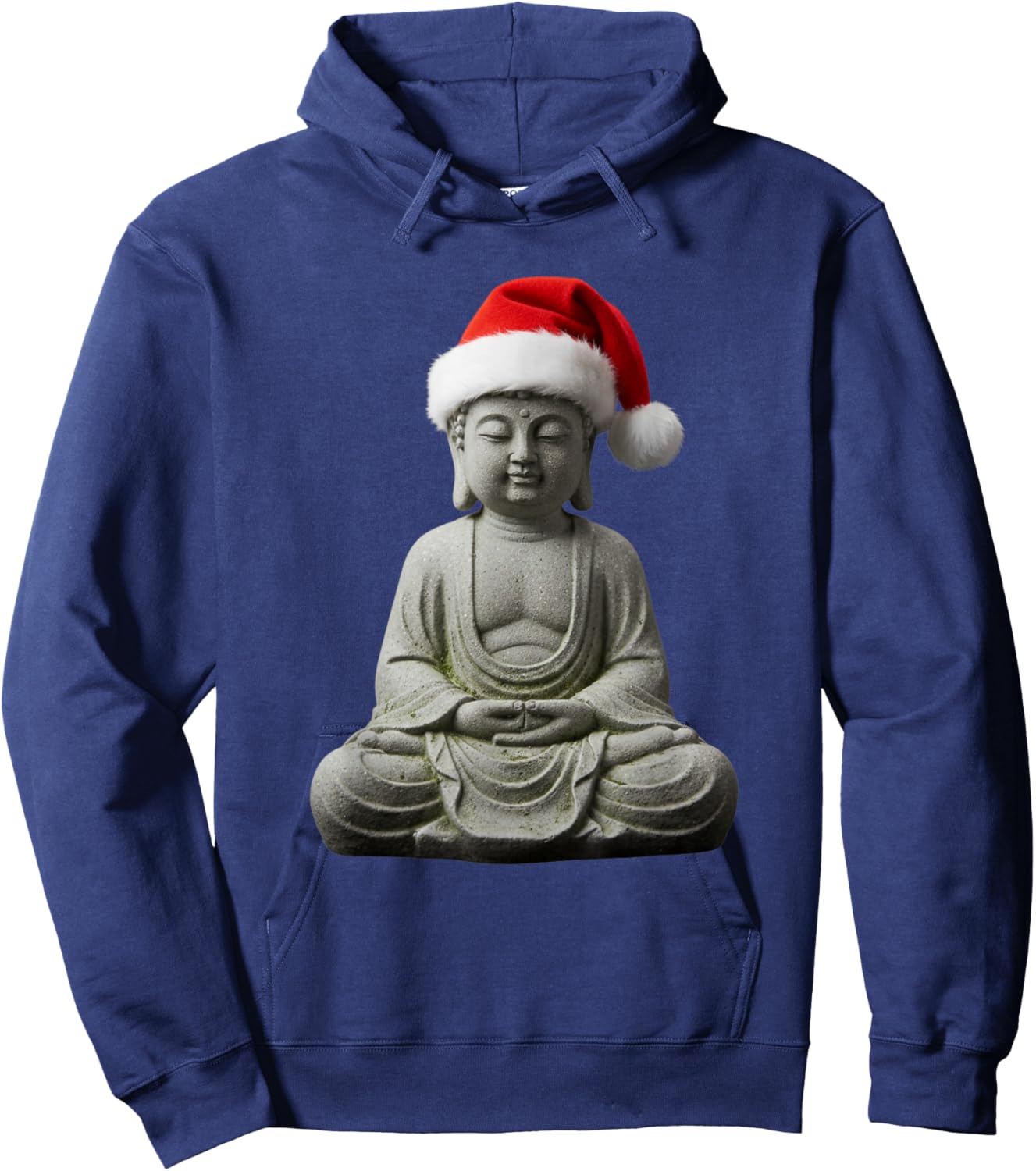 Zen Buddha Meditating Santa Hat Funny Holiday Christmas Hoodie - Hoodie | Navy