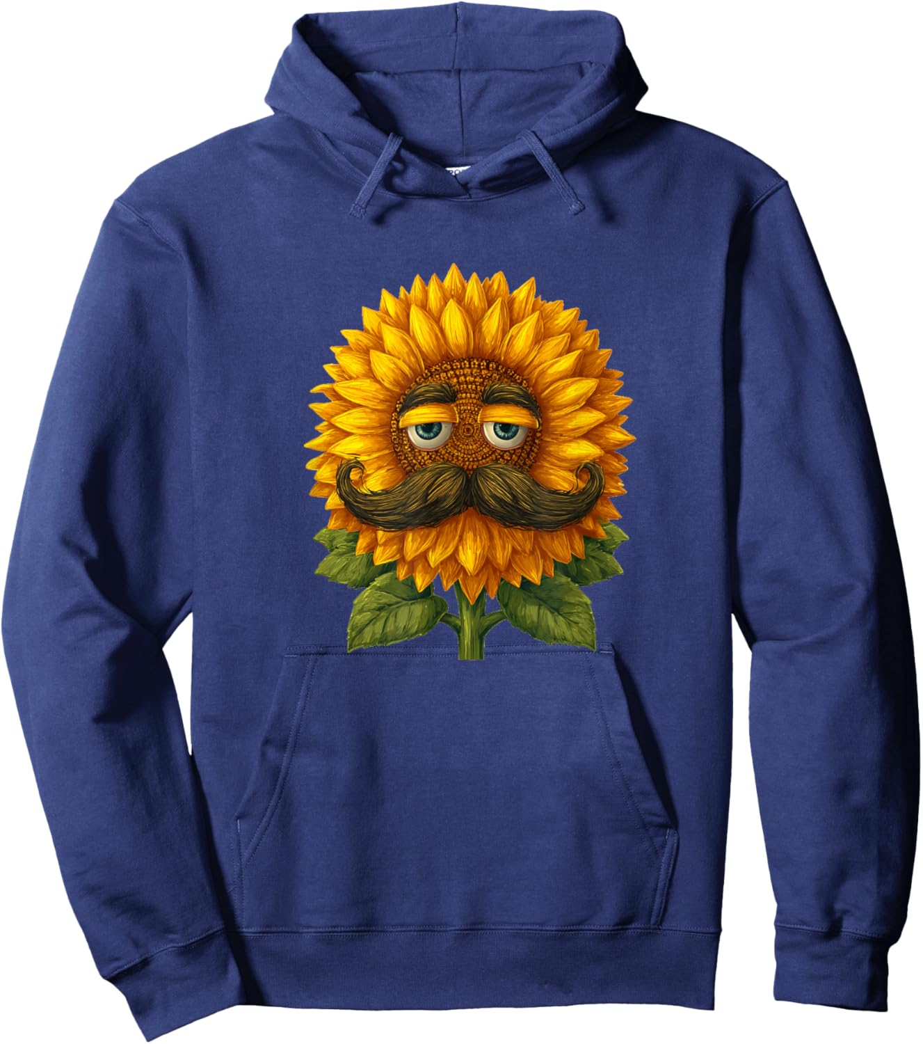 Handsome Mustache Sunflower Face Costume Hoodie - Hoodie | Navy