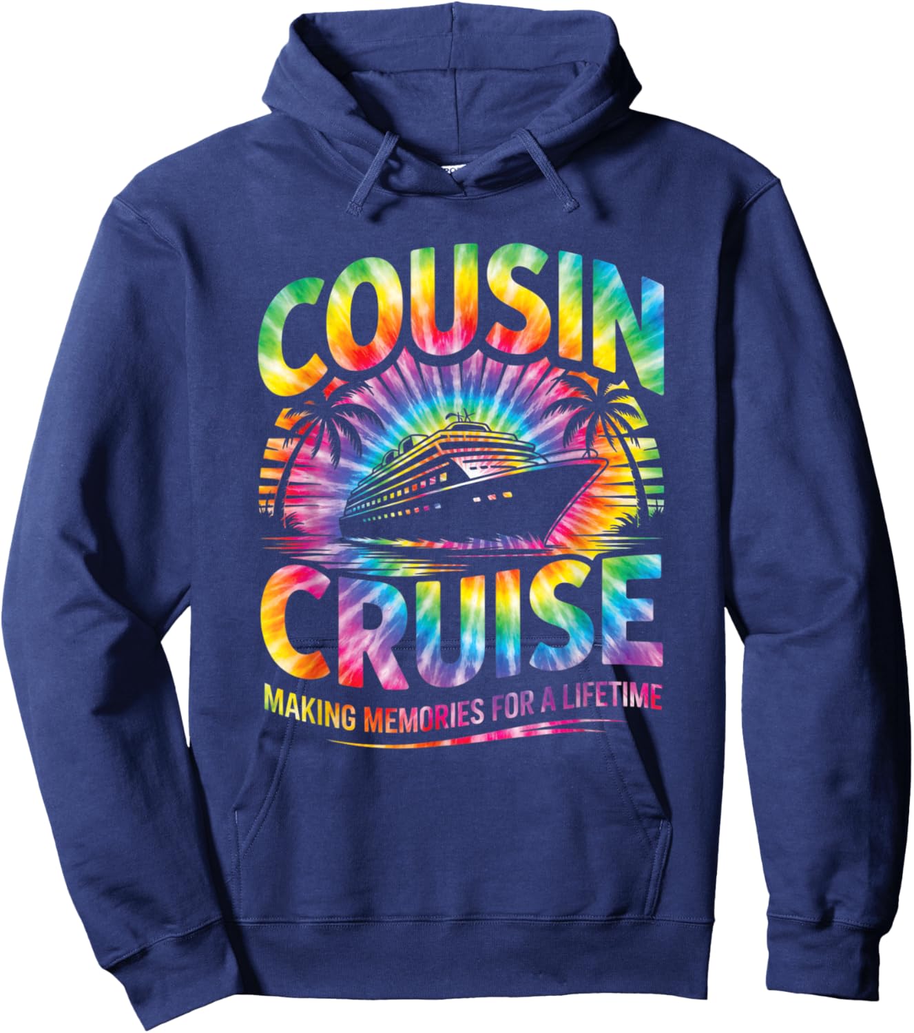 Cousin Cruise Matching Family Vacation Tie Dye 2026 Hoodie - Hoodie | Navy