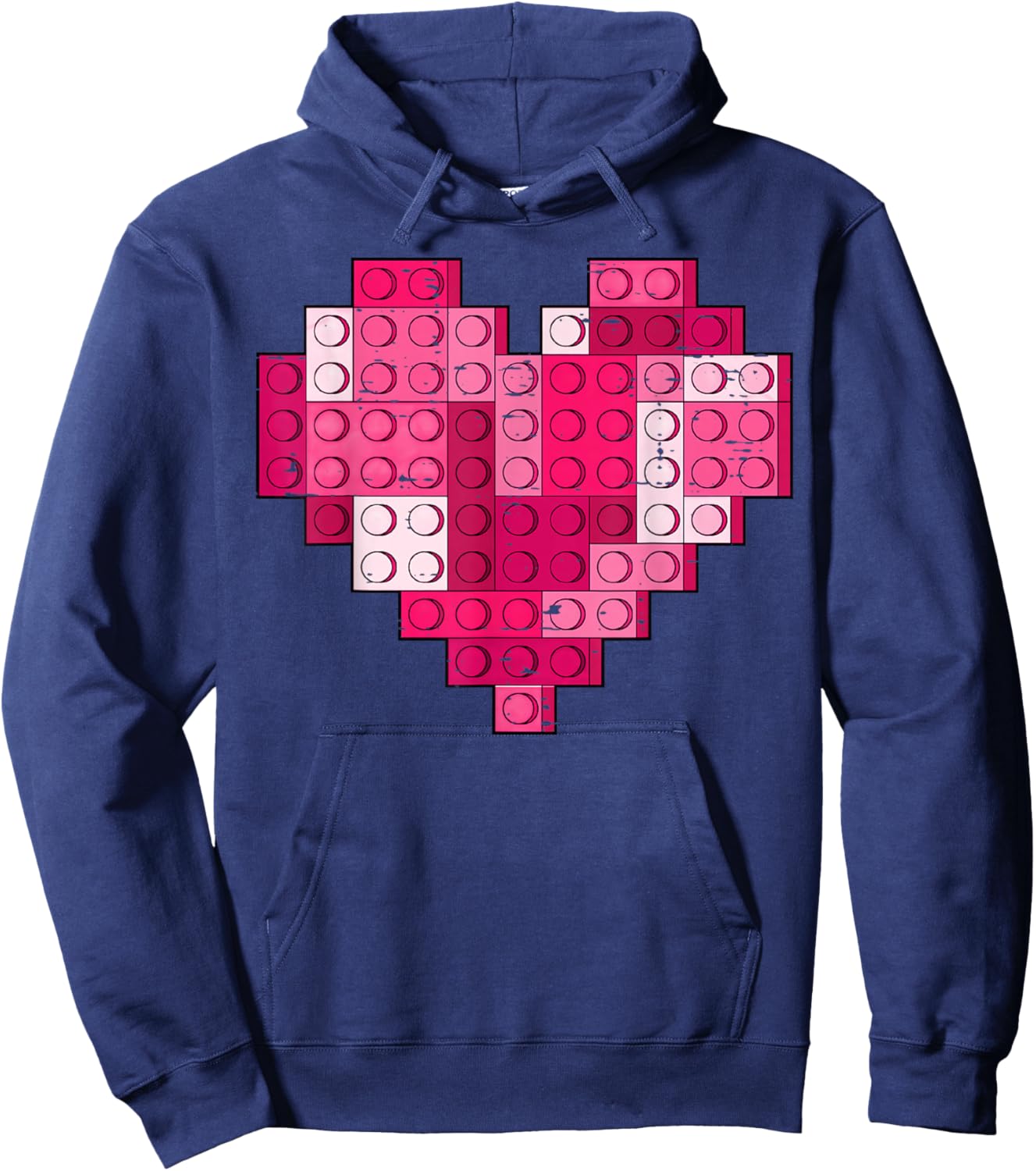Valentines Day Heart Building Blocks Bricks Boys Kid Toddler Hoodie - Hoodie | Navy