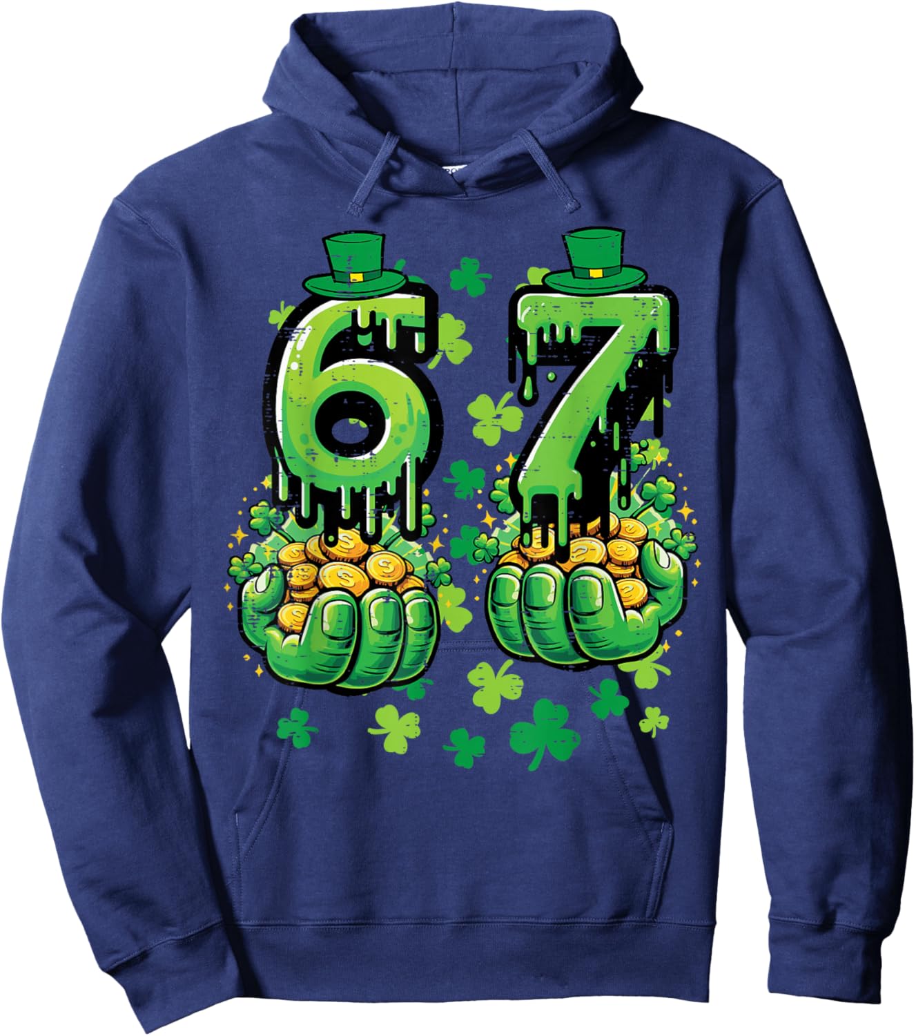 6 7 St Patricks Day 67 Six Seven Meme Teacher Boy Kids Youth Hoodie - Hoodie | Navy