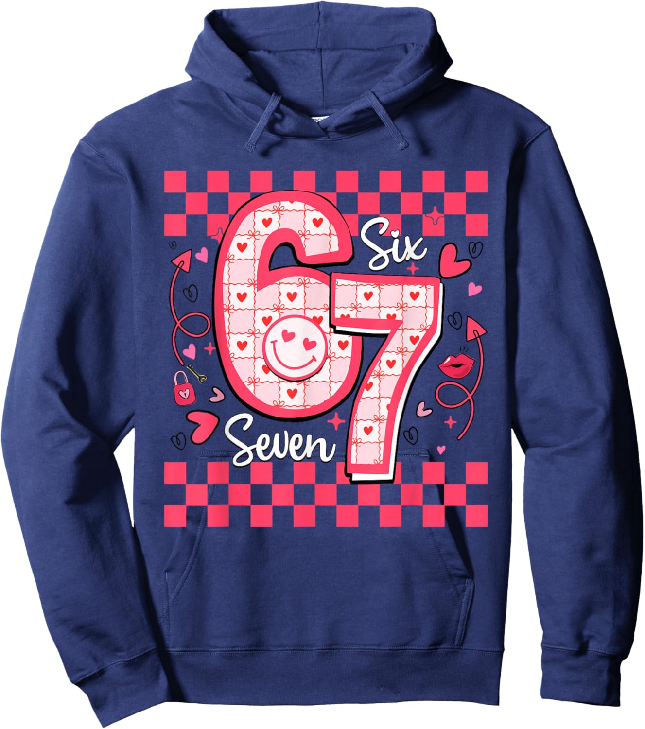 Valentines Funny 67 Six Seven Meme 6 7 Women Girls Teens Hoodie - Hoodie | Navy