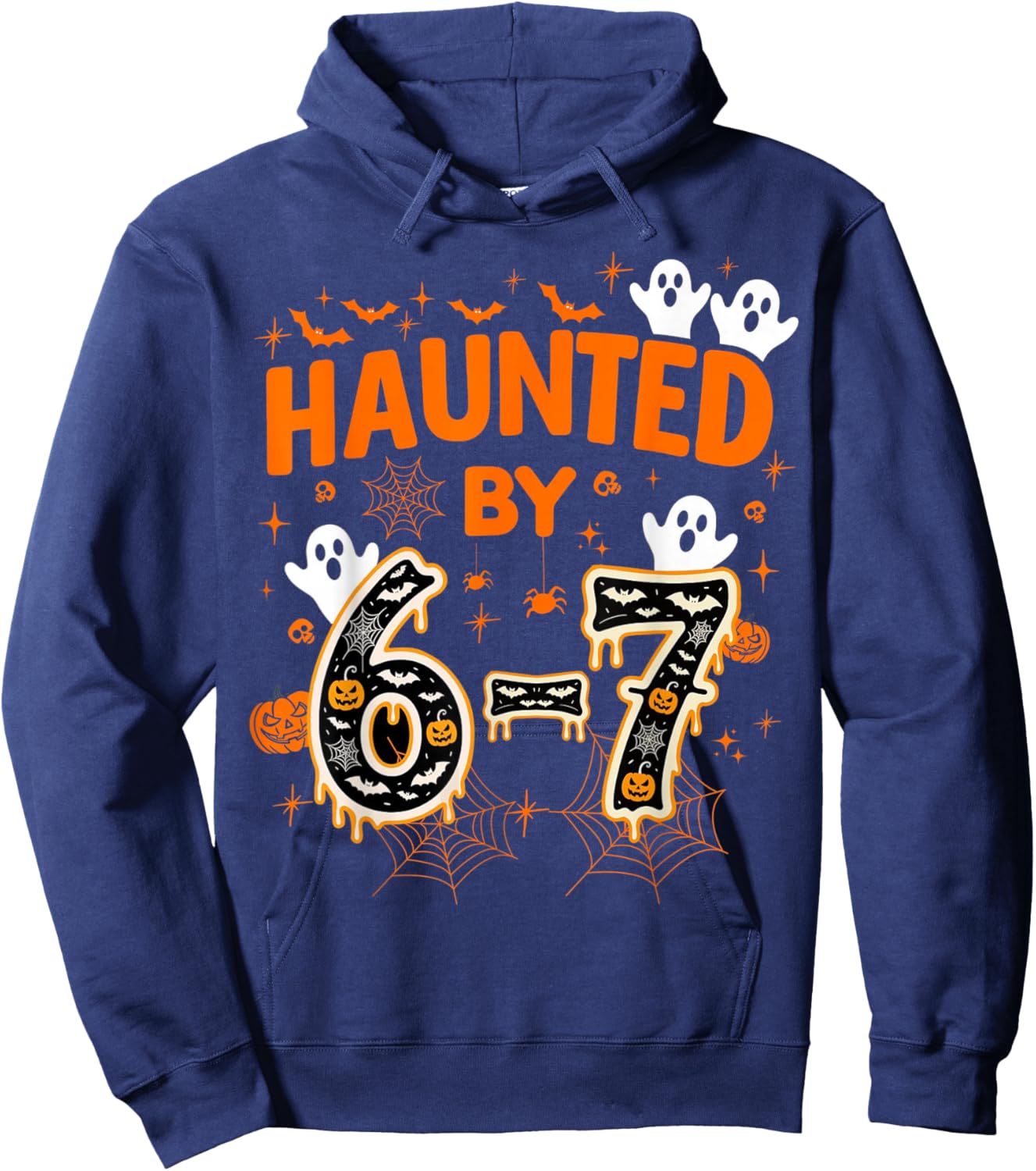 Haunted by 6-7 Funny Halloween Math Teacher Joke Hoodie - Hoodie | Navy