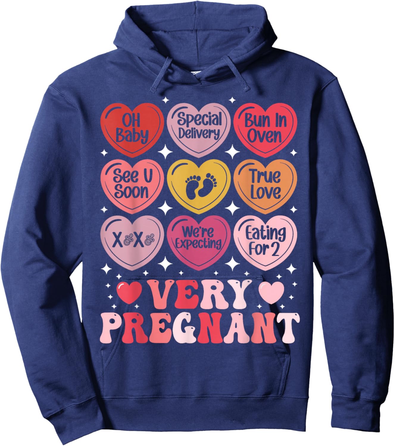 Pregnancy Announcement Valentine's Day Very Pregnant Heart Hoodie - Hoodie | Navy
