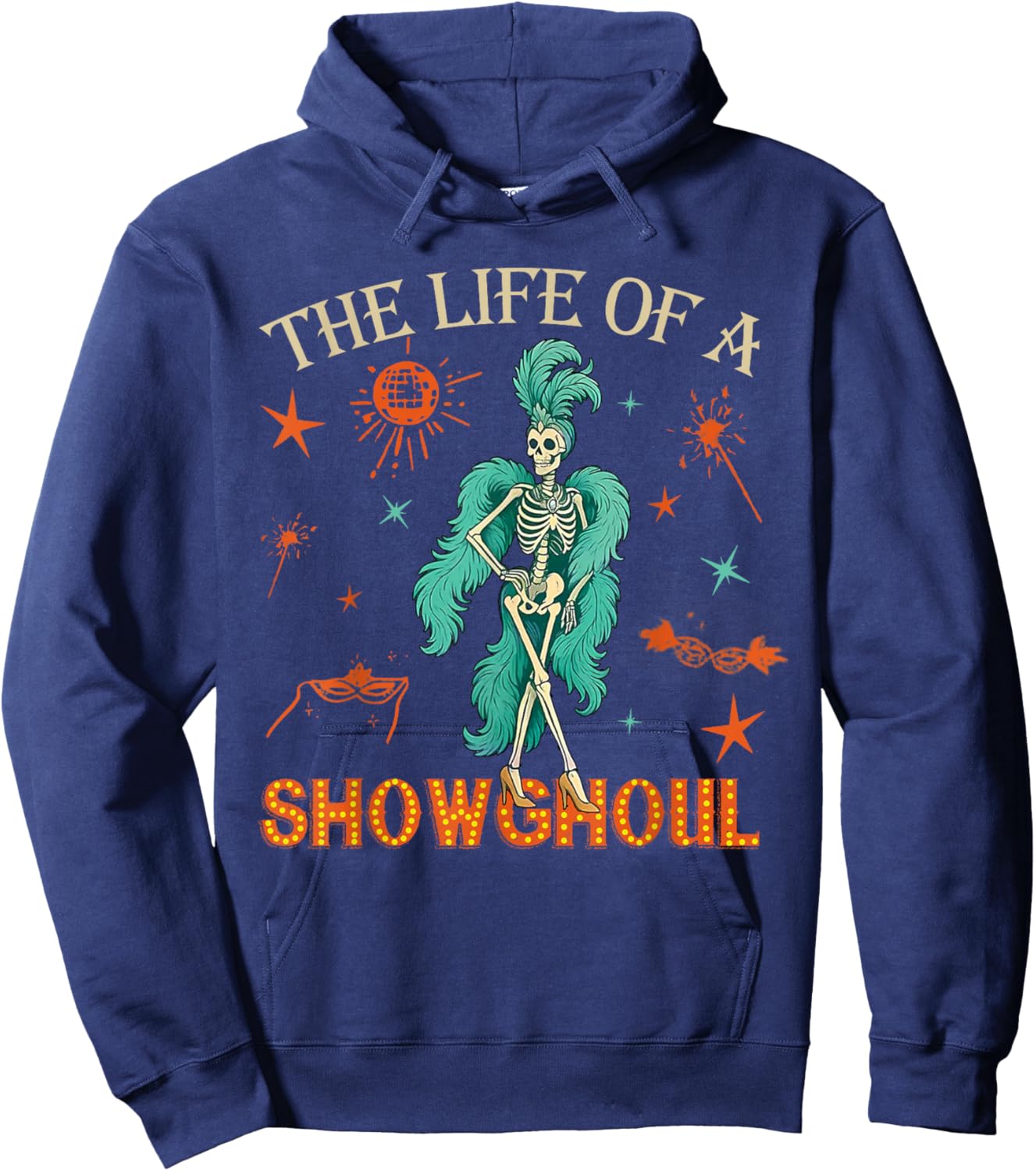 The Life of A Show Ghoul Retro Halloween Show Skeleton Girl Hoodie - Hoodie | Navy