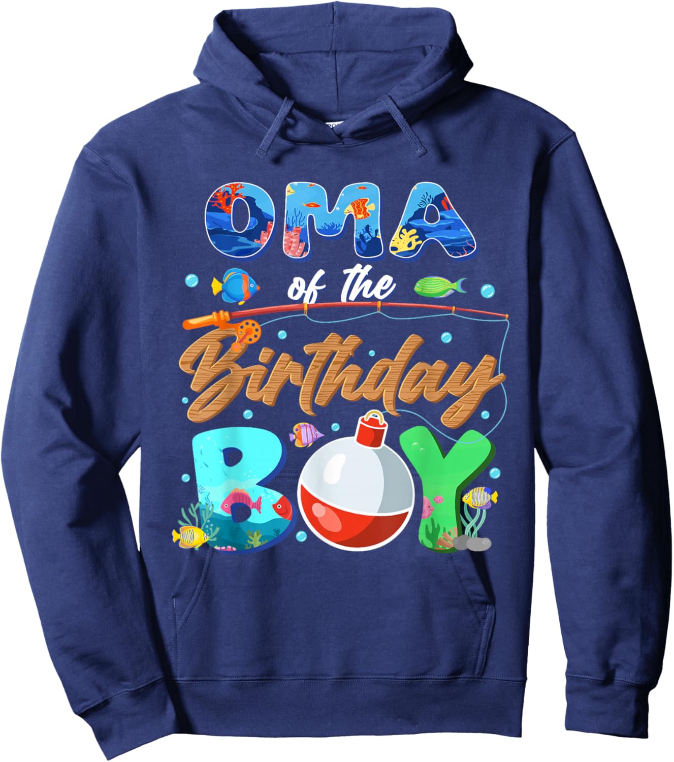 Oma of The Birthday Boy Fishing Family Matching Bday Hoodie - Hoodie | Navy