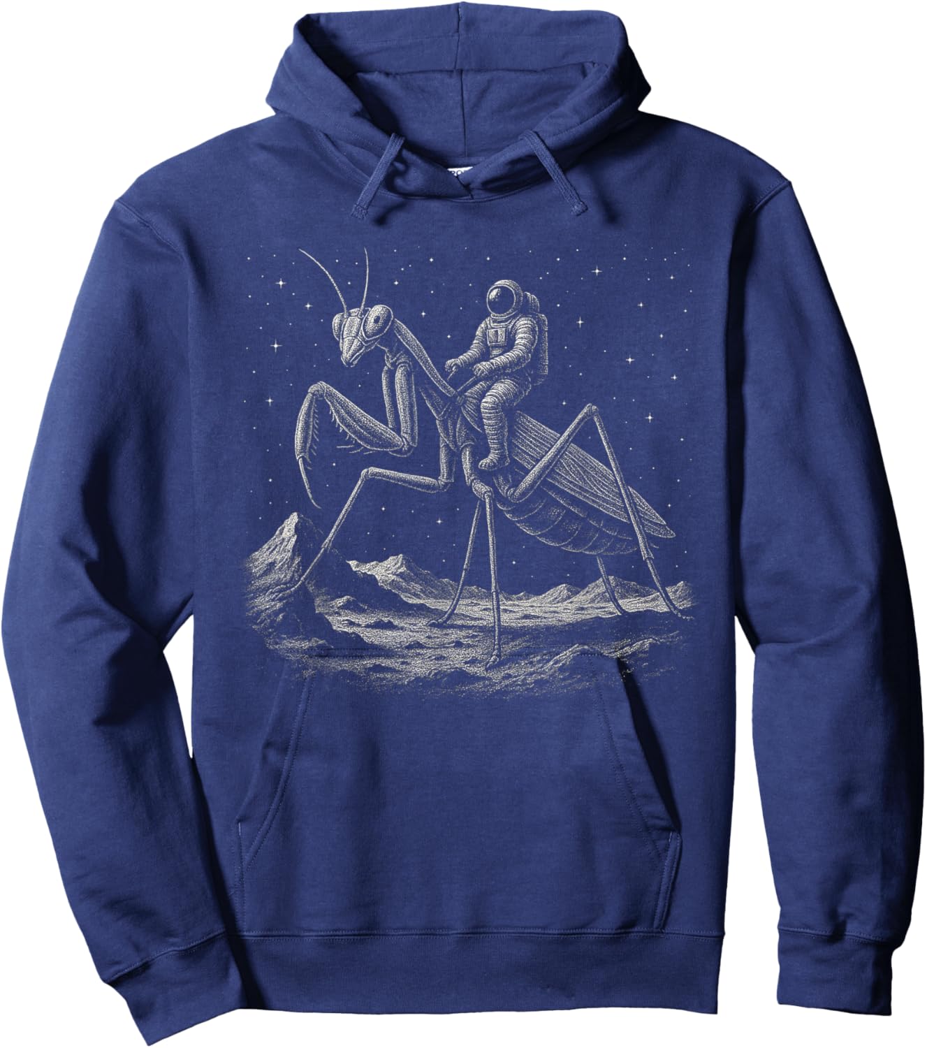 Astronaut Riding Praying Mantis Space Moon Insect Weird Meme Hoodie - Hoodie | Navy