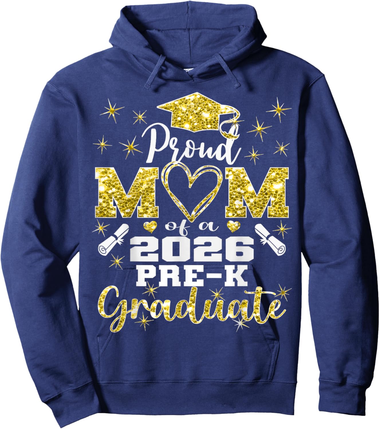 Proud Mom of Pre K School Graduate 2026 Graduation Mom Hoodie - Hoodie | Navy