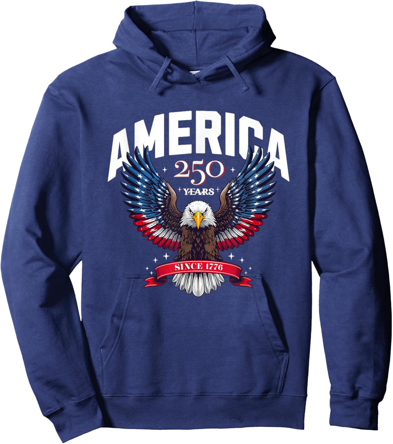 USA 250 Years Since 1776 Patriotic Eagle Design Hoodie - Hoodie | Navy