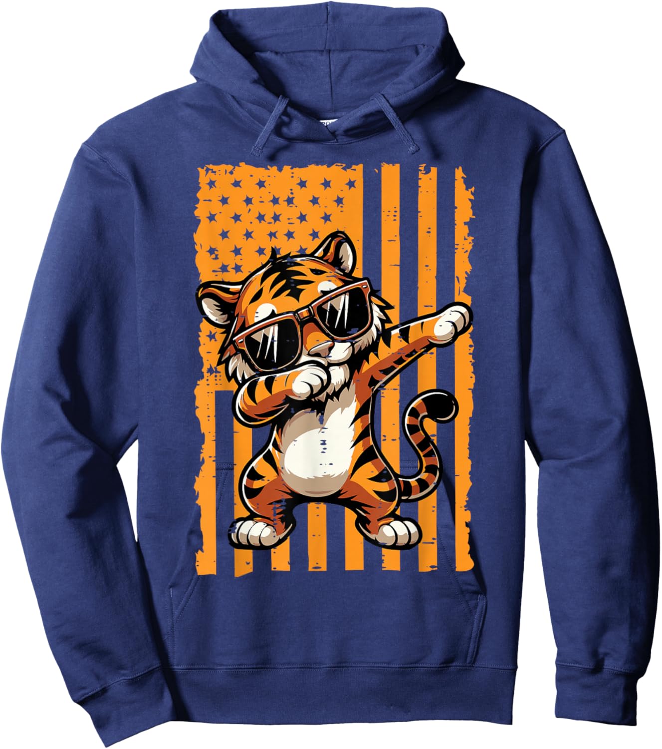 US Flag Dabbing Tiger Dab Boys Youth Teen Kids Men Girls Hoodie - Hoodie | Navy
