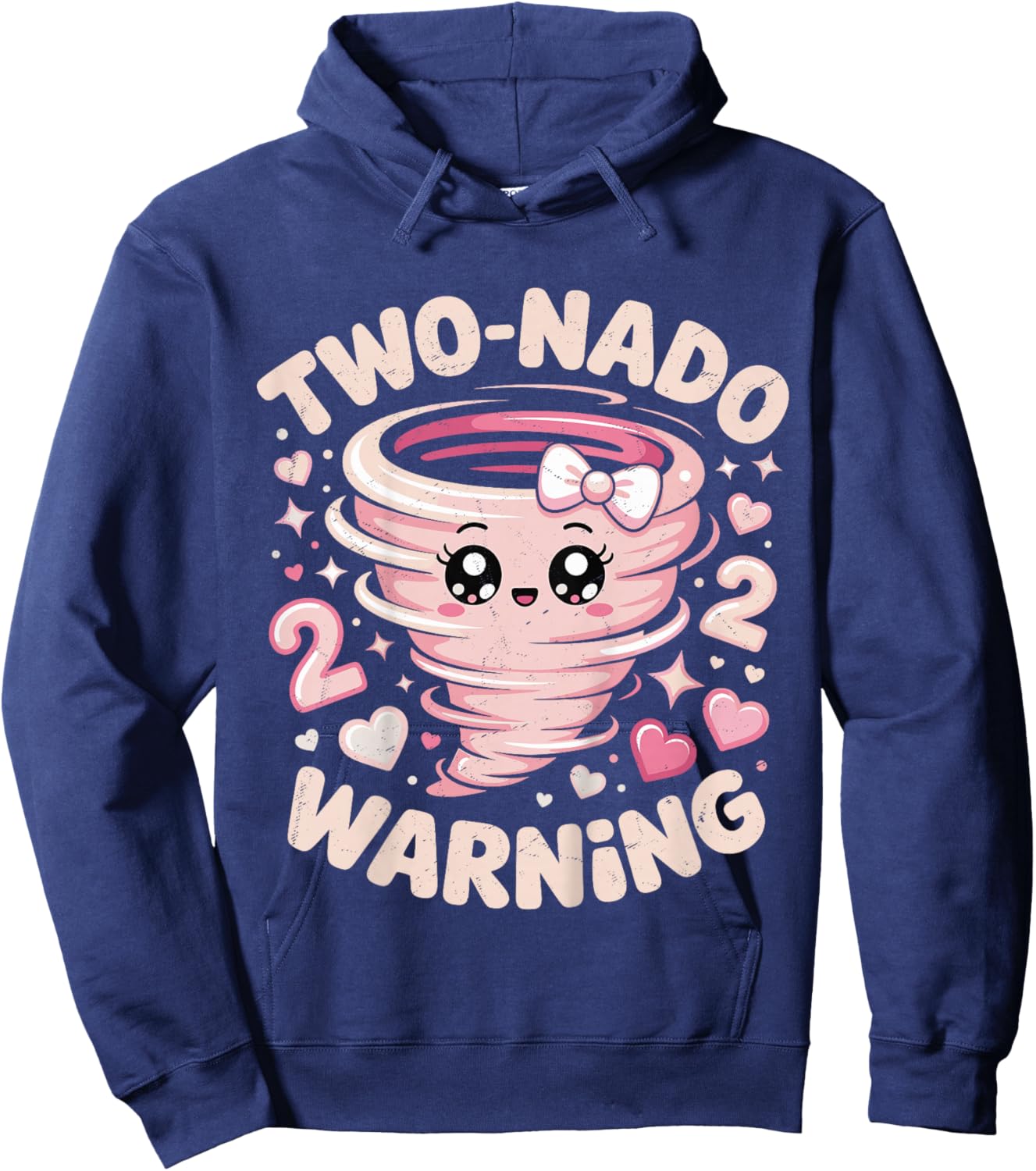 Two Nado Warning Coquette Bow 2nd Birthday 2 Year Old Girls Hoodie - Hoodie | Navy