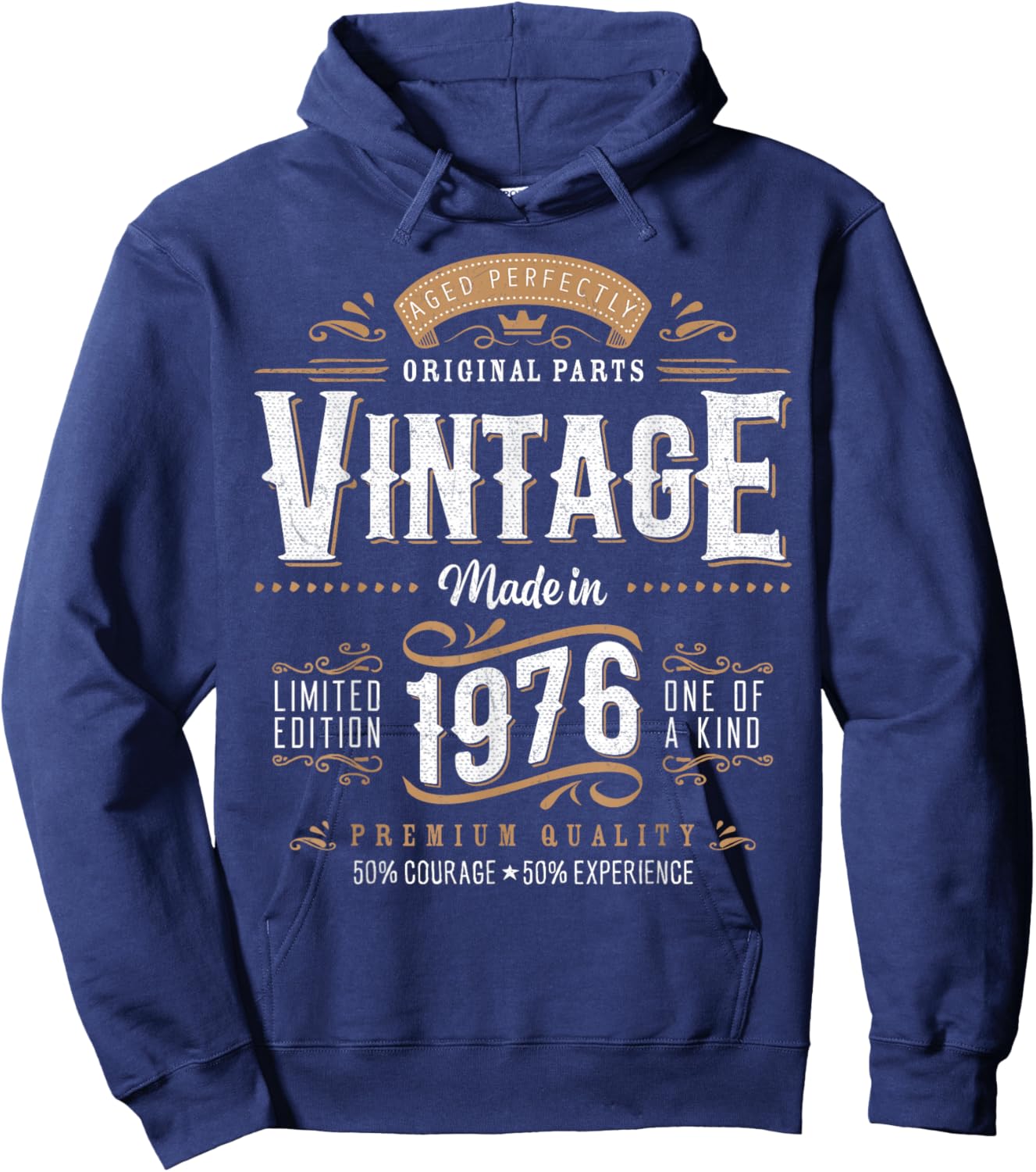 Vintage 1976 Label 50th Birthday Gift Men Women 50 Year Old Hoodie - Hoodie | Navy