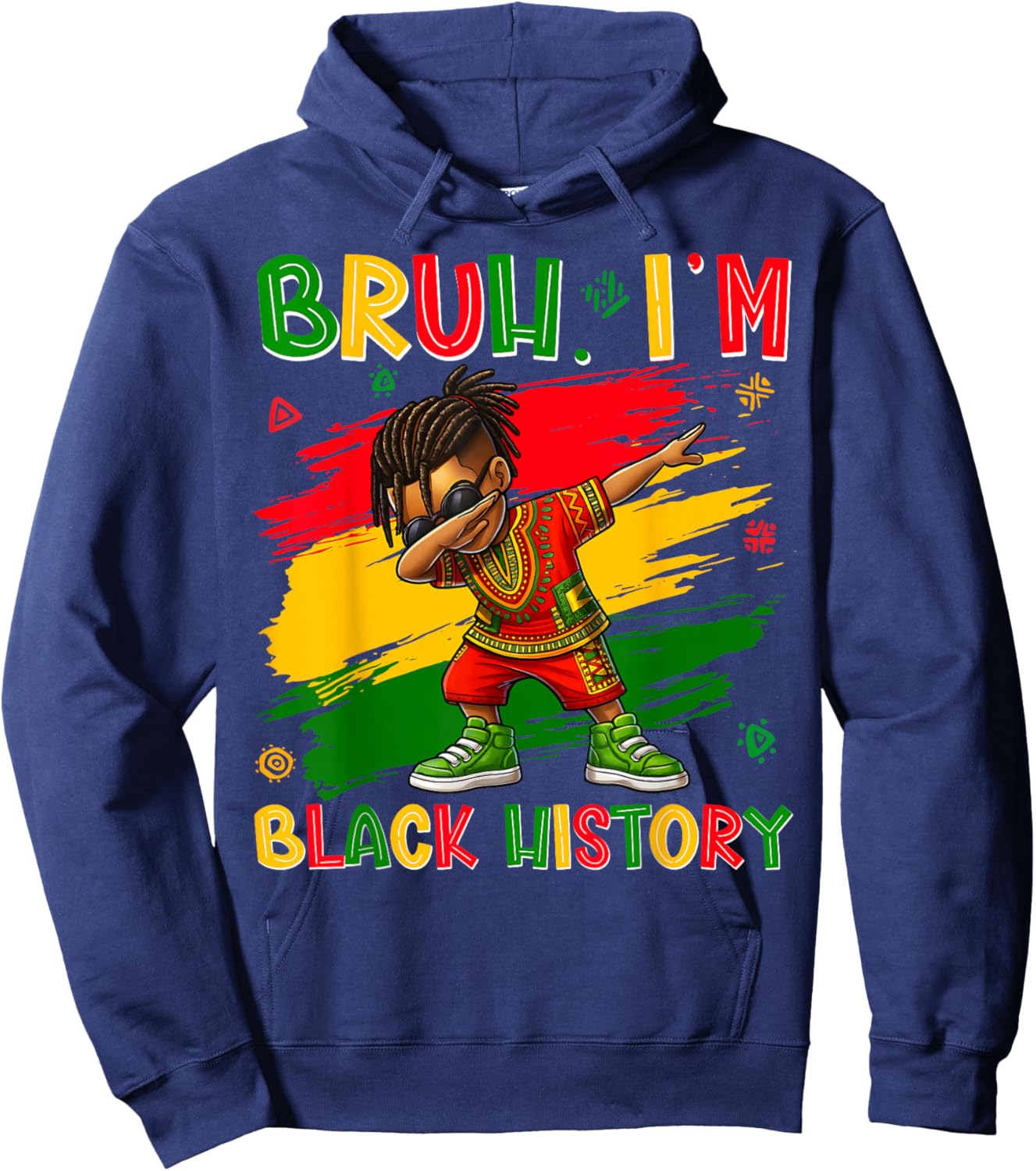 Black History Month I Am Black History Dabbing Afro Men Boy Hoodie - Hoodie | Navy