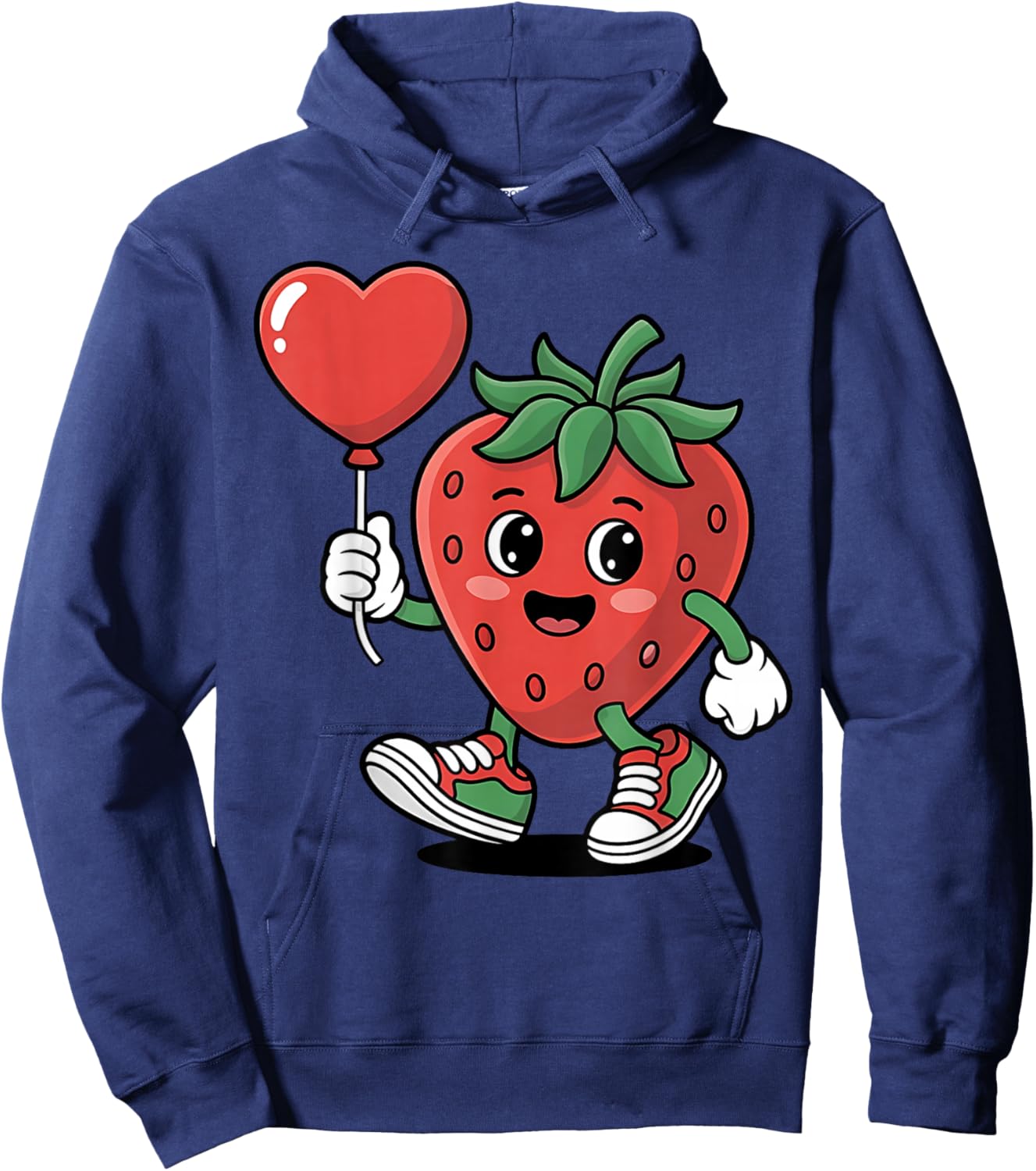 Strawberry with Heart Balloon Valentine's Day Women Girls Hoodie - Hoodie | Navy