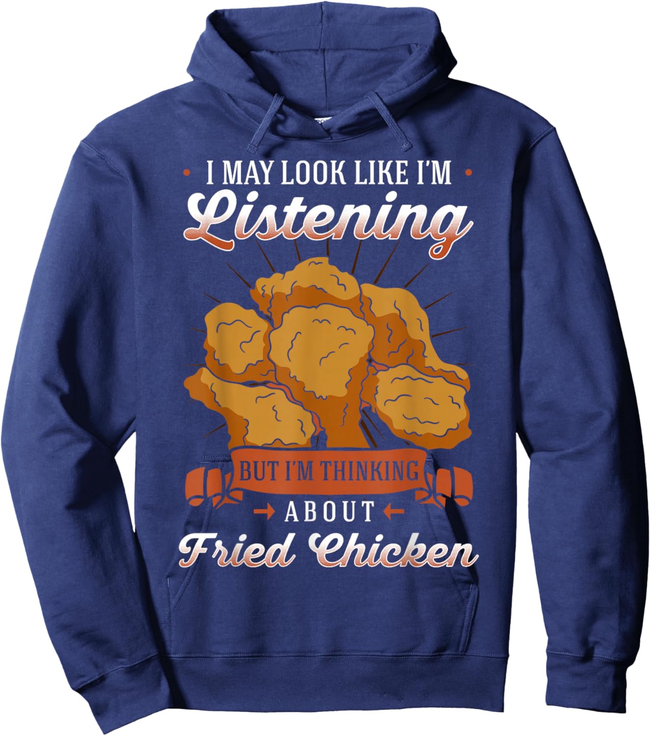 Fried Chicken Marinated Meal Coated Snack Crunchy Hoodie - Hoodie | Navy