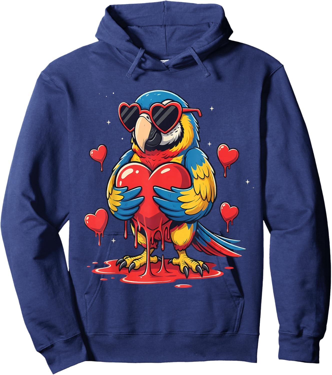 Valentines Day Bird Cute Valentine Parrot Lover Hoodie - Hoodie | Navy