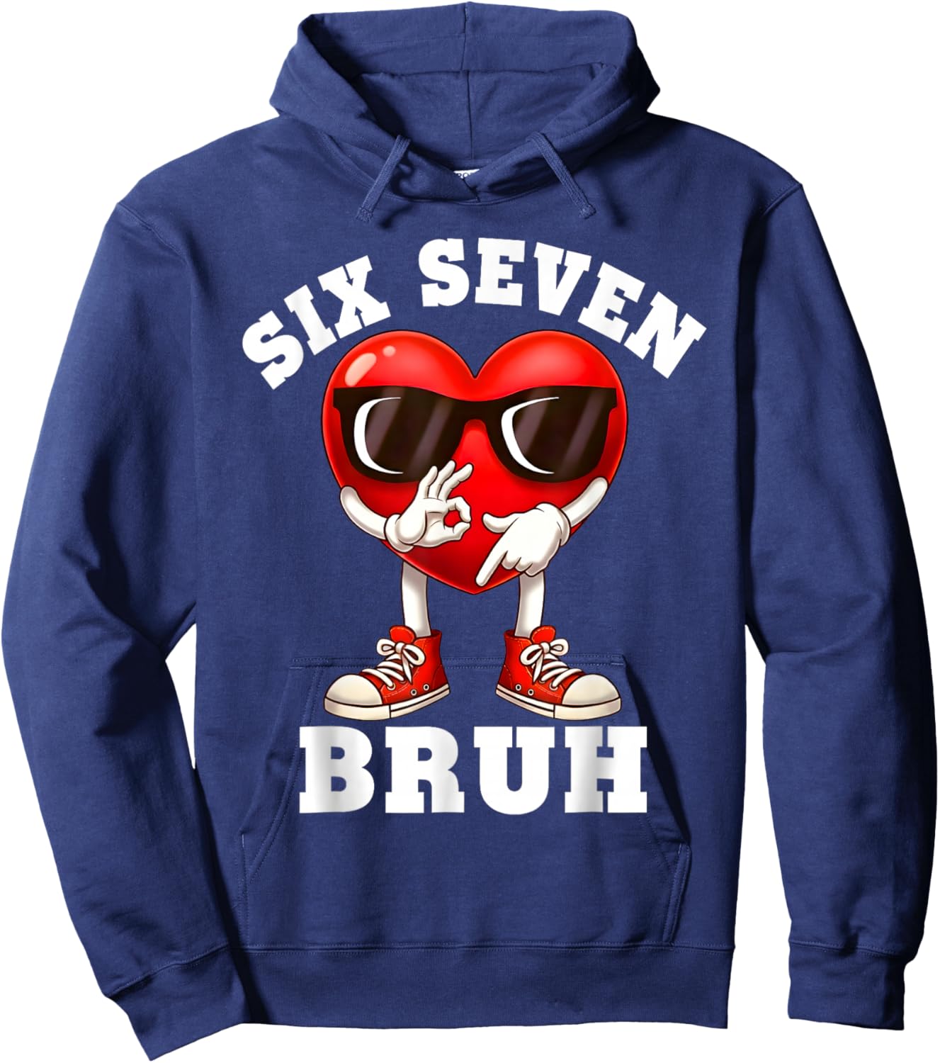 6 7 Valentines Day Shirt Men Boys Funny Heart Meme Six Seven Hoodie - Hoodie | Navy