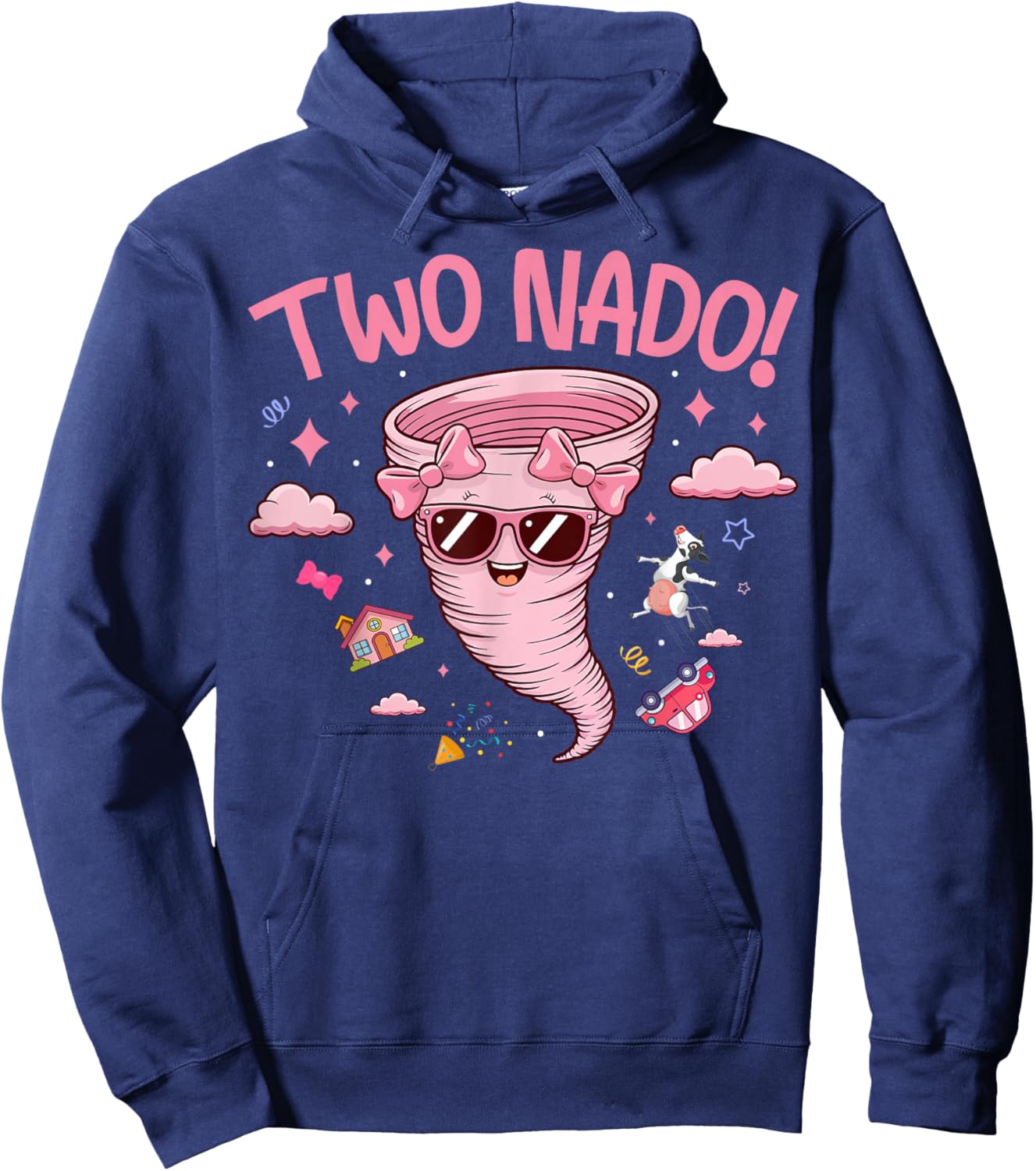 Tornado 2 Year Old Girl Birthday Two Nado 2nd Bday Party Hoodie - Hoodie | Navy
