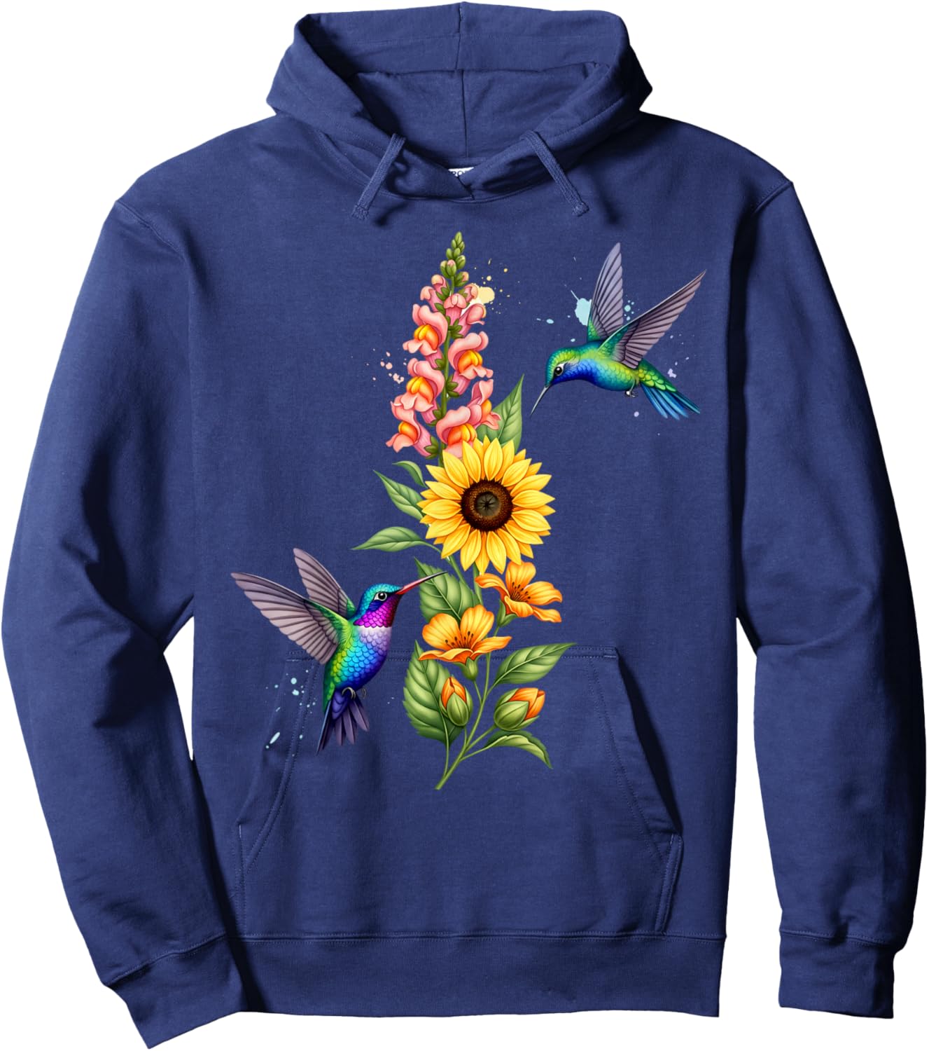Watercolor Flower Nature Botanical Blooms Aesthetic Hoodie - Hoodie | Navy