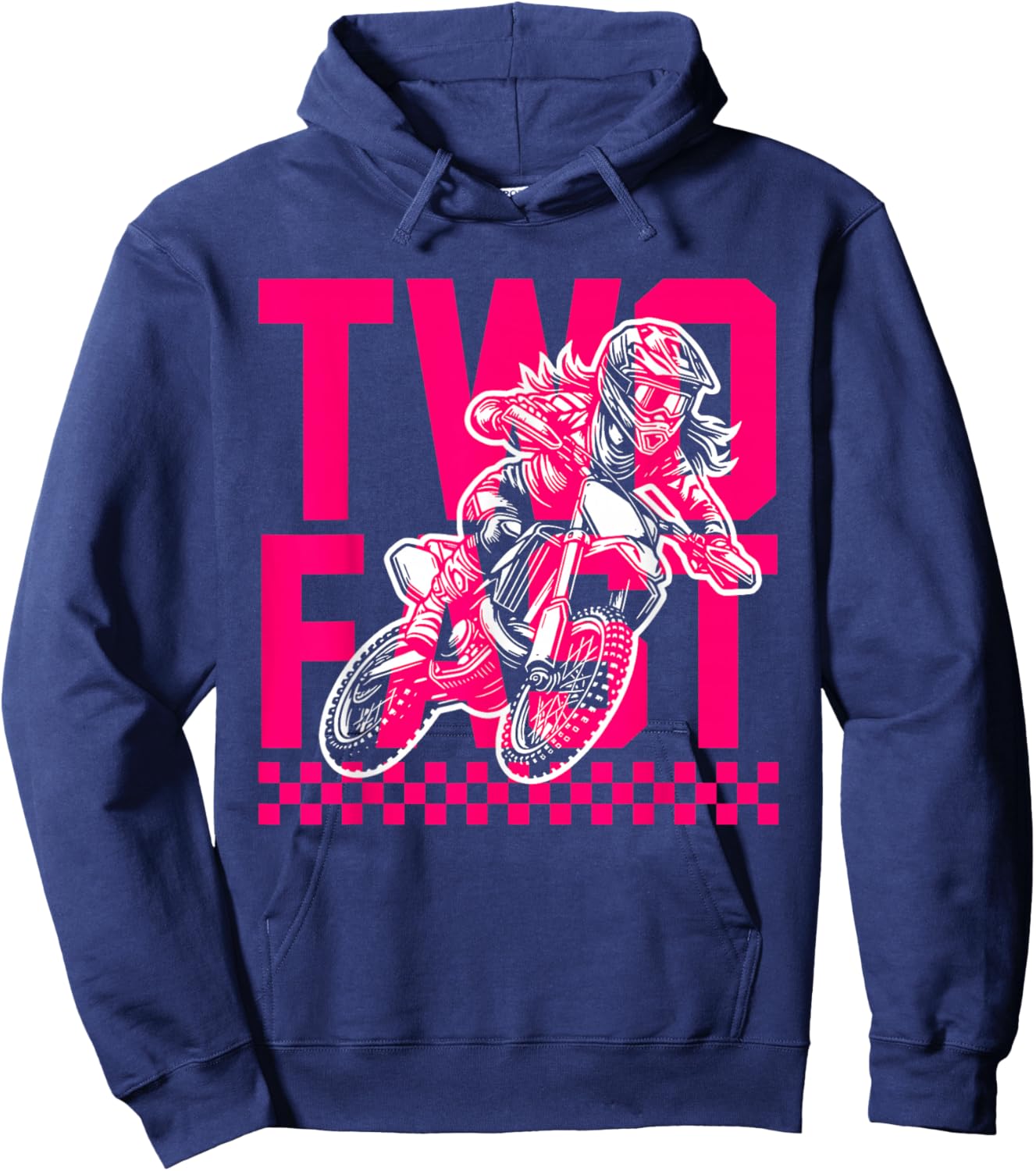 Girl Race Dirt Bike 2nd Birthday Decorations Two Fast Hoodie - Hoodie | Navy